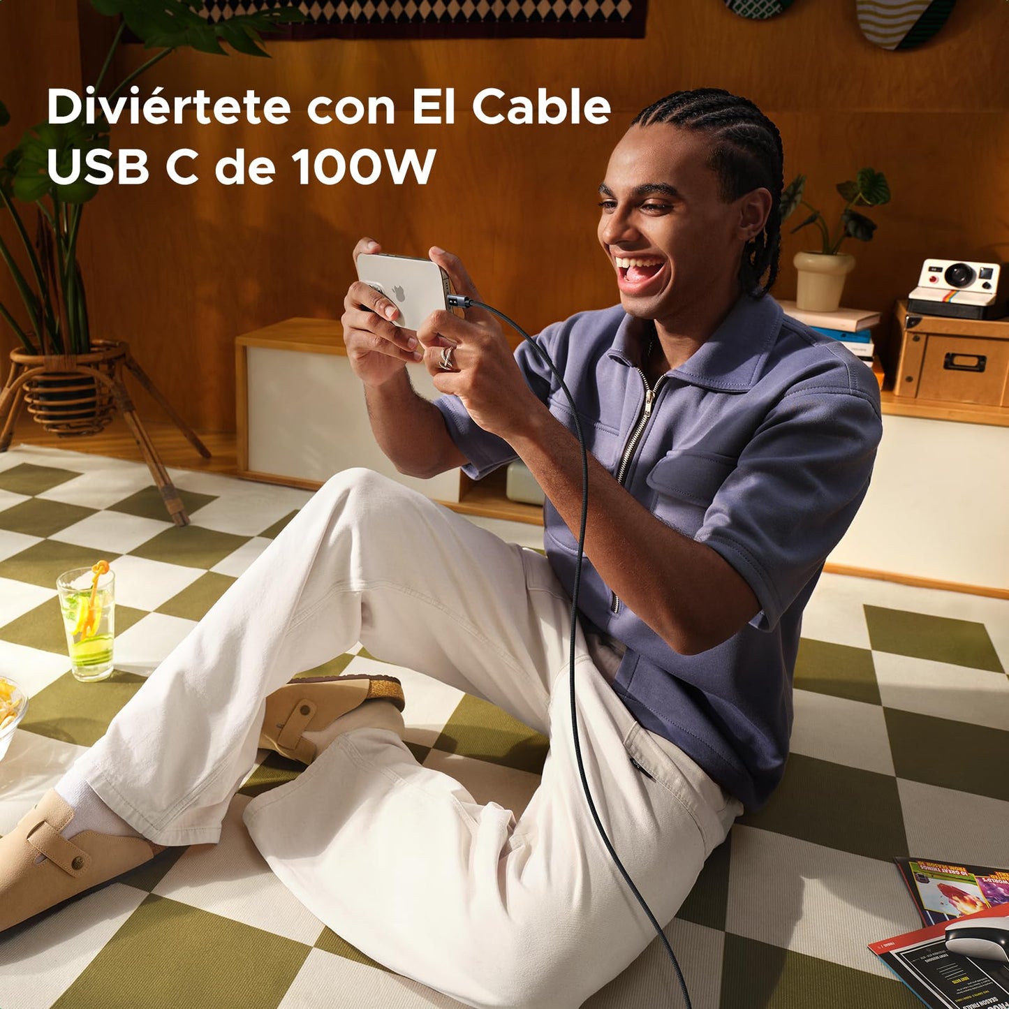 Cable USB C UGREEN 100W Negro Carga Rápida PPS para MacBook Pro, iPad, Galaxy, Pixel de 3M