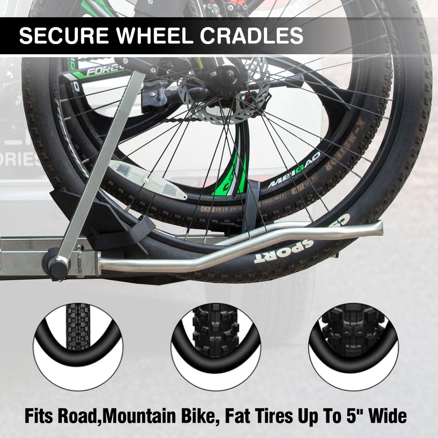 Leader Accessories - Portabicicletas de enganche para transportar 2 bicicletas de hasta 75 libras cada una para neumáticos de grasa y bicicletas eléctricas, portabicicletas plegable para coche,
