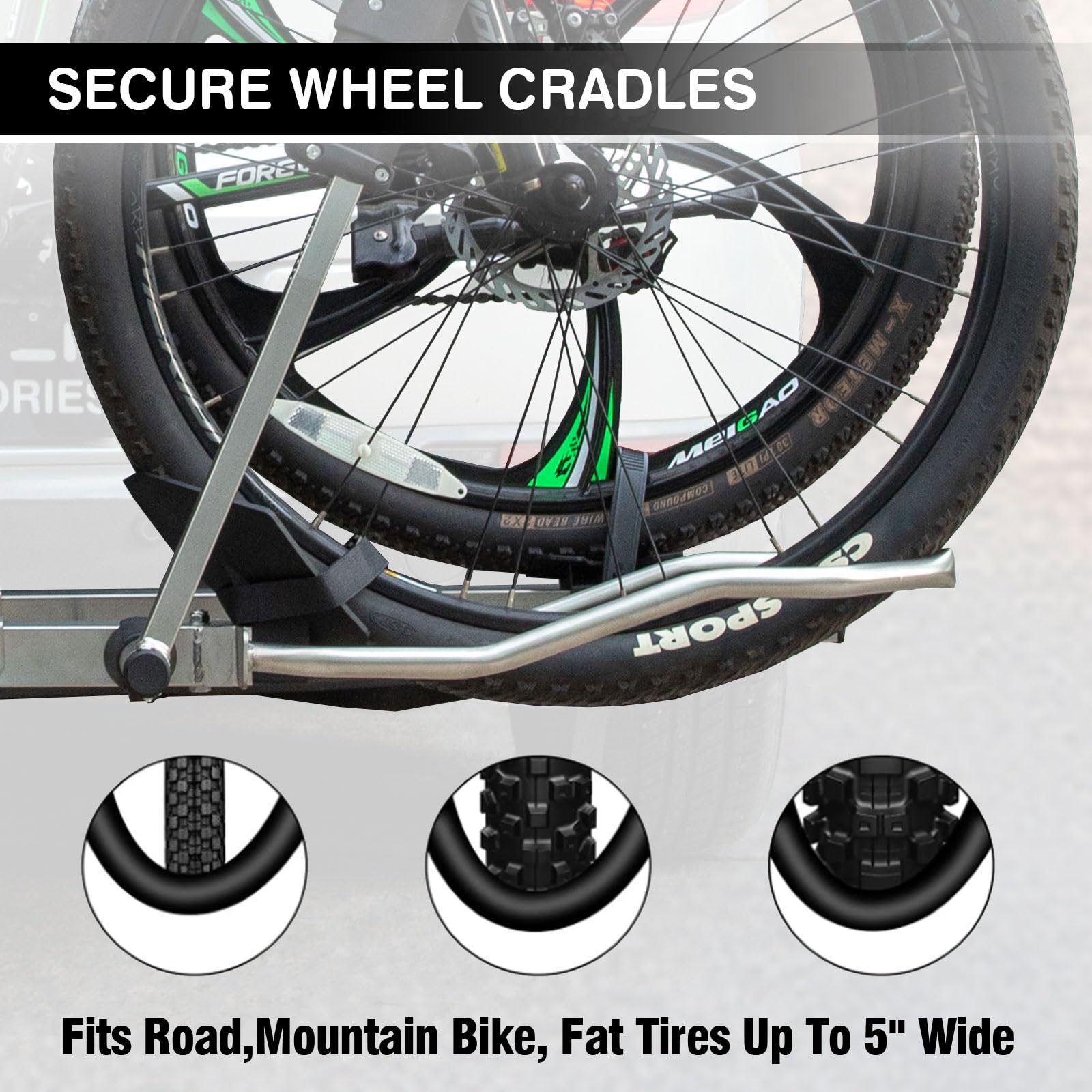 Leader Accessories - Portabicicletas de enganche para transportar 2 bicicletas de hasta 75 libras cada una para neumáticos de grasa y bicicletas eléctricas, portabicicletas plegable para coche,
