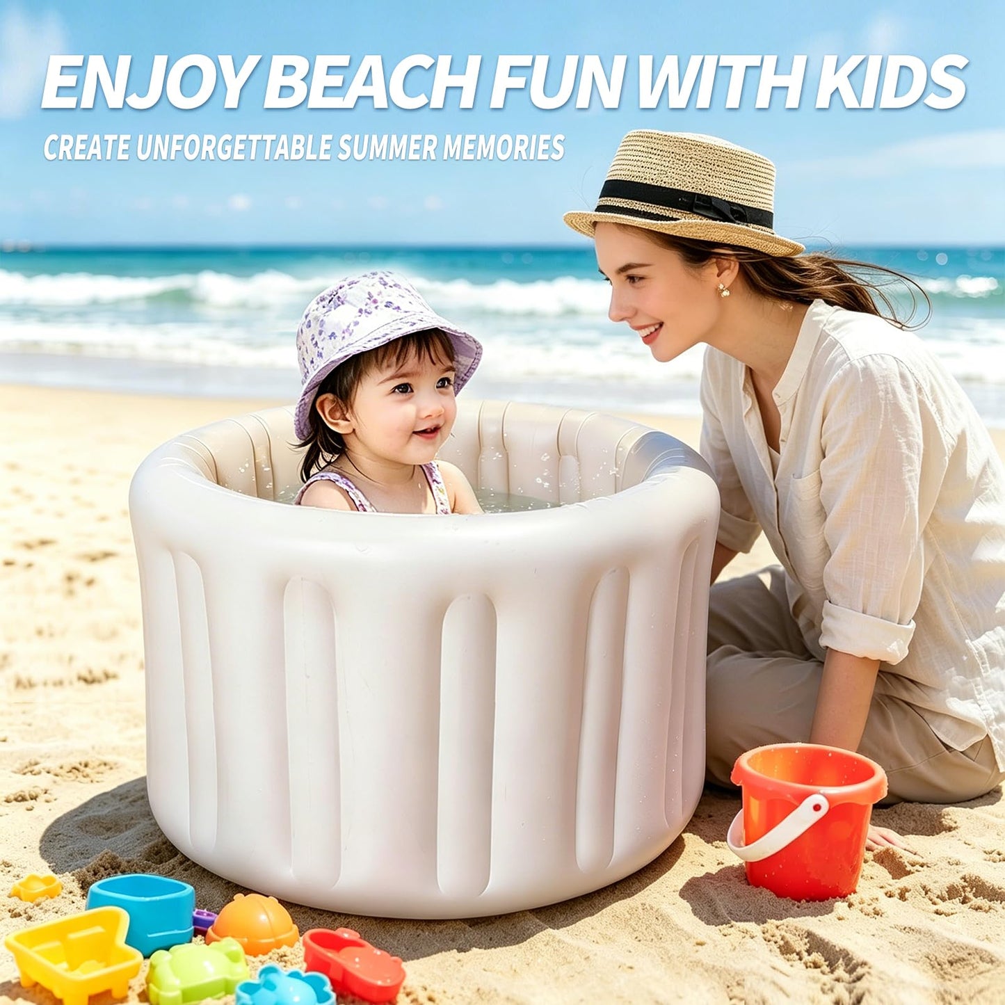 Hantaiwan Asiento inflable de baño para bebé para sentarse XL, bañera suave inflable para 24-36 meses, anticolisión con detección de temperatura, soporte de baño portátil para niños pequeños para el
