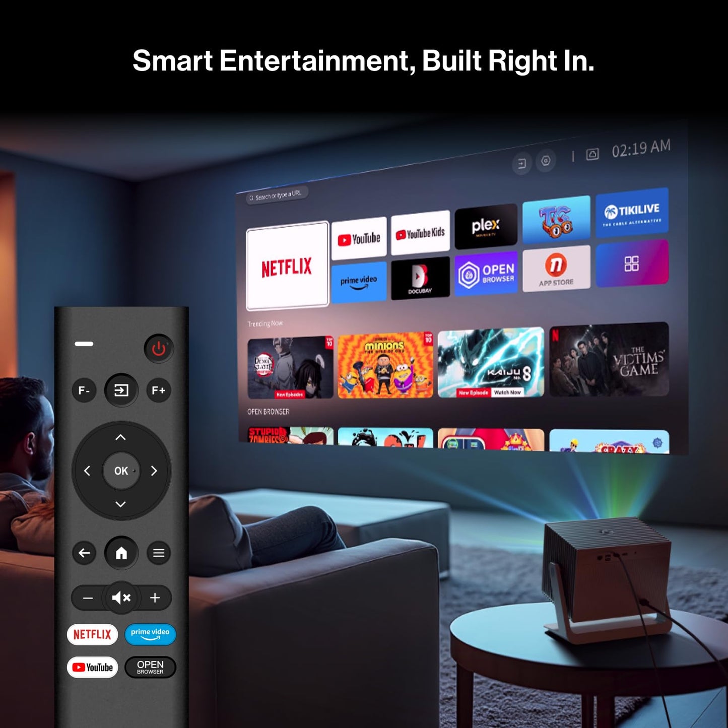BladeCine Cube 600 Netflix, proyector portátil 1080P con WiFi y Bluetooth, True ISO 600 lúmenes ANSI, soporte de cardán ajustable de 360°, proyector de video Keystone, visualización MAX de 200