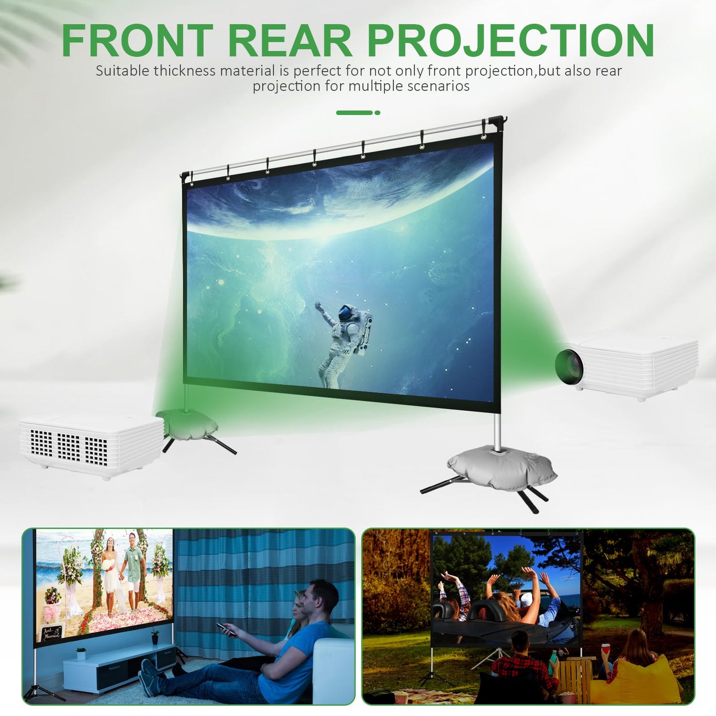 KdWiHVv - visualización de proyector portátil de 120 Pulgadas para Interiores y Exteriores, visualización de proyector 16:9 HD 4K sin Arrugas, visualización de película Ligera con Bolsa de Transporte