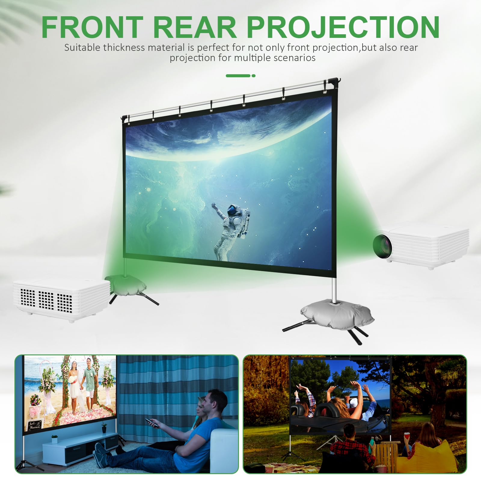 KdWiHVv - visualización de proyector portátil de 120 Pulgadas para Interiores y Exteriores, visualización de proyector 16:9 HD 4K sin Arrugas, visualización de película Ligera con Bolsa de Transporte