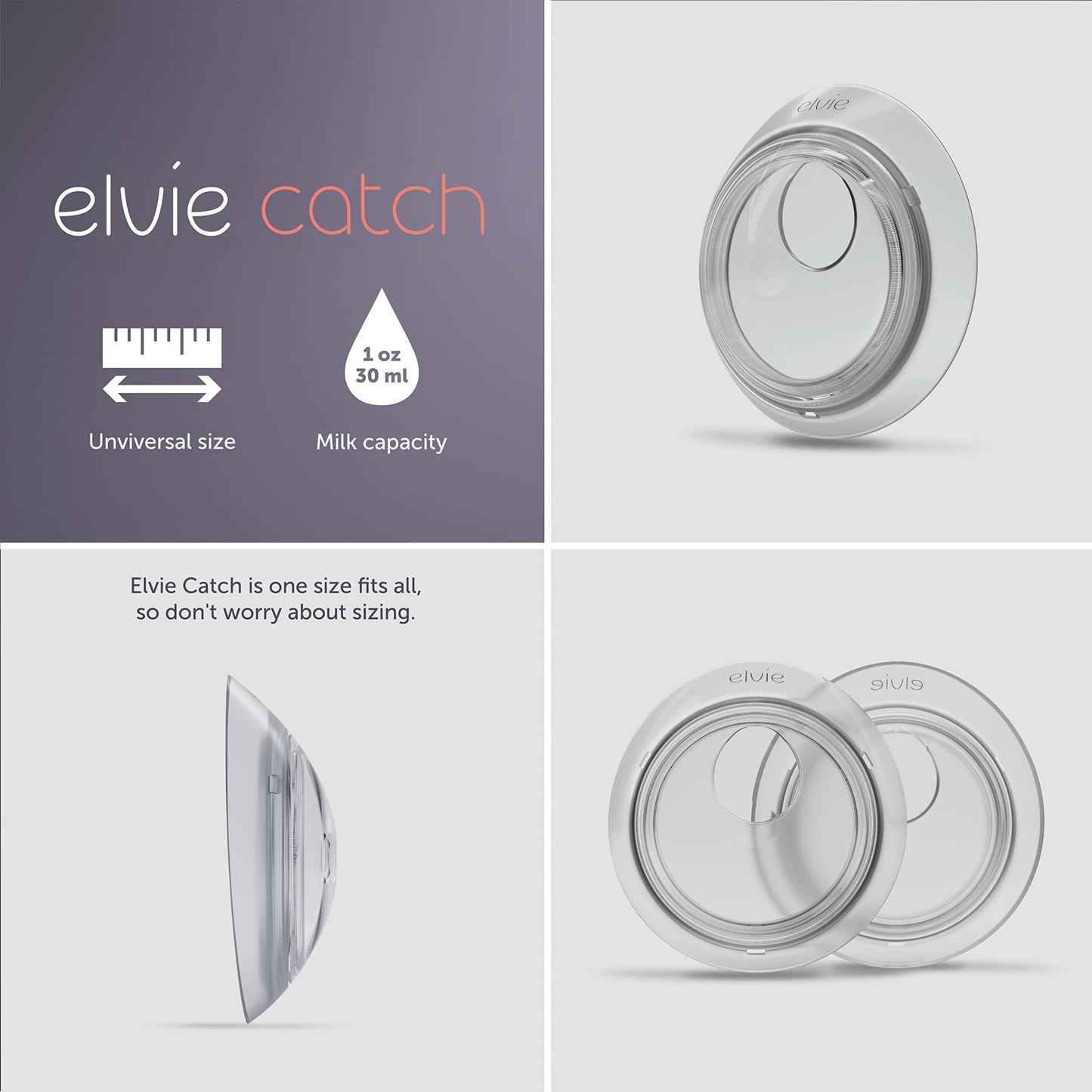 Elvie Catch Secure - Juego de dos tazas de silicona para evitar derrames