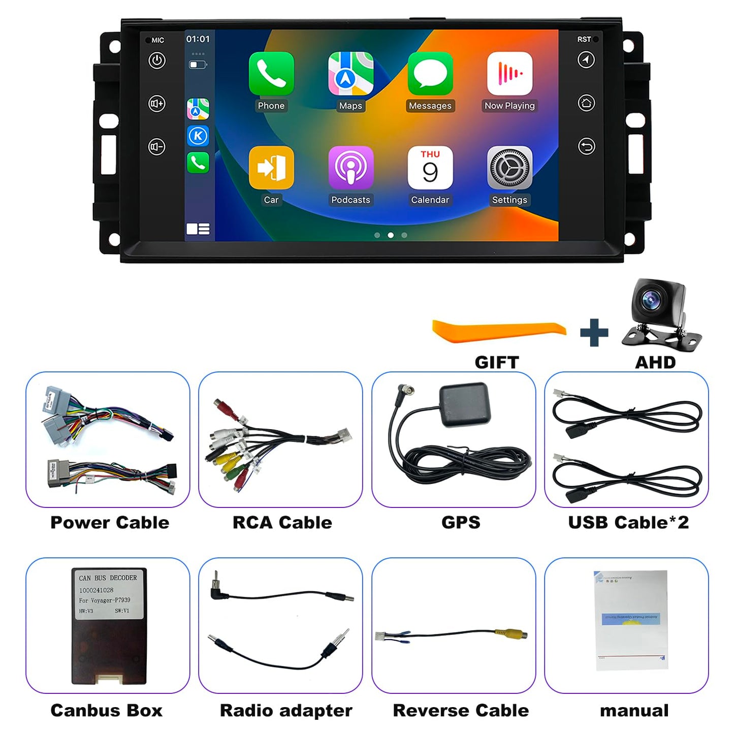5GWifi - Radio de coche Android para Jeep Wrangler JK 2007-2018, Compass Patriot Dodge RAM 1500/2500 2009-2012, visualización táctil estéreo de coche, Wirelss Carplay Android Auto, GPS Navigator FM