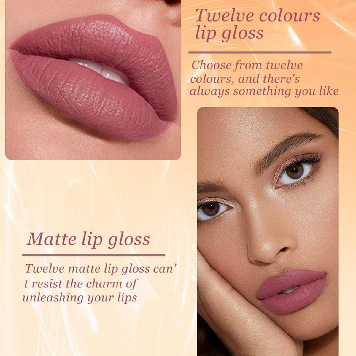 Allphv Set de Labiales 12 Piezas, Set de Brillo Labial Mate para Mujer