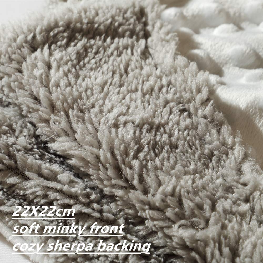 CREVENT Juguete Suave y Bonito para Acurrucarse Blankies de Seguridad para Bebé Unisex, Frente de Lunares Minky + Dorso de Sherpa (Oso Blanco)