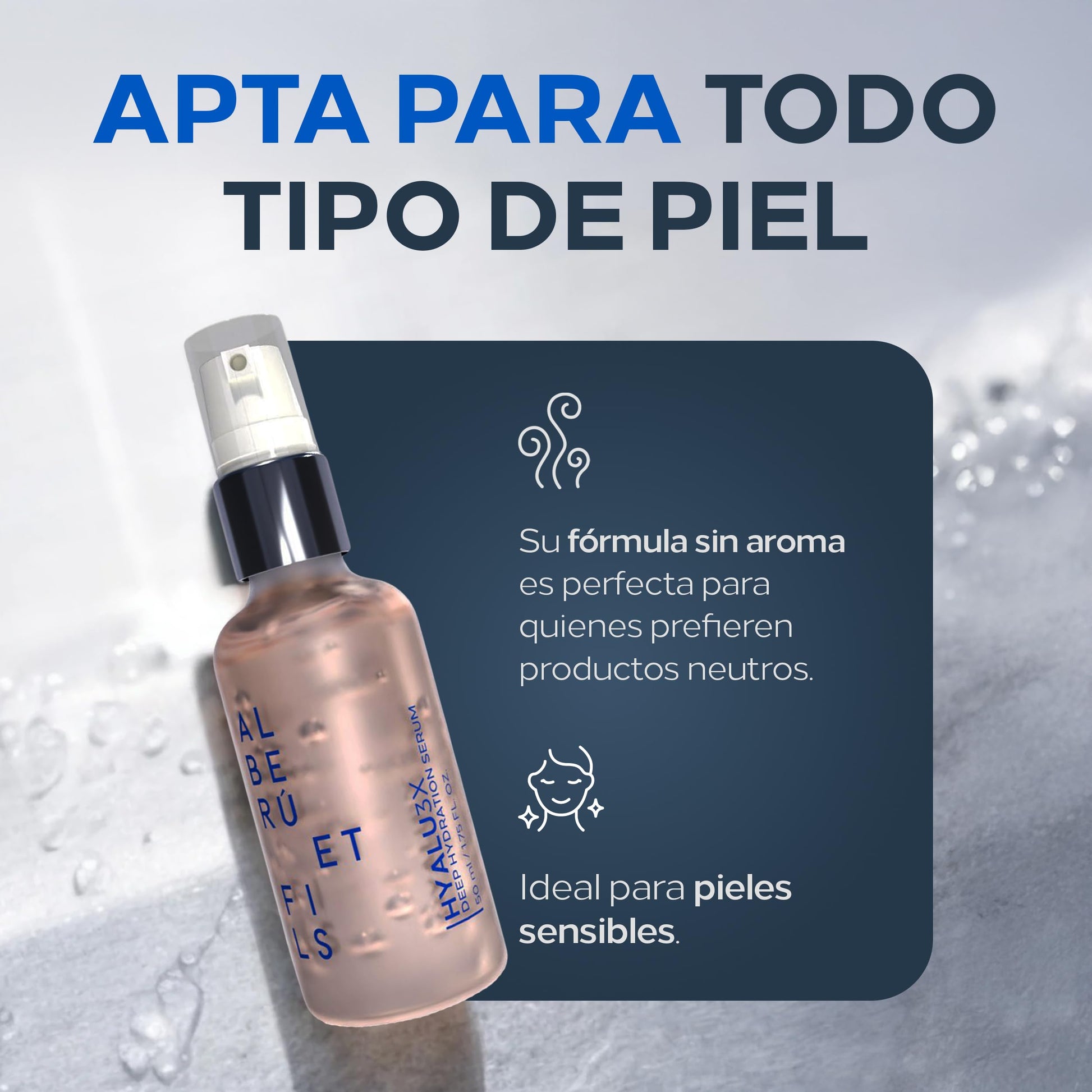 Serum con Acido Hilauronico 3.5% HYALU3X | Gel Hidratante | Envase de Vidrio | Aroma Neutro | Skincare Para Todo Tipo de Piel | Ayuda a Hidratar y Mejorar la Elasticidad | ALBERU ET FILS