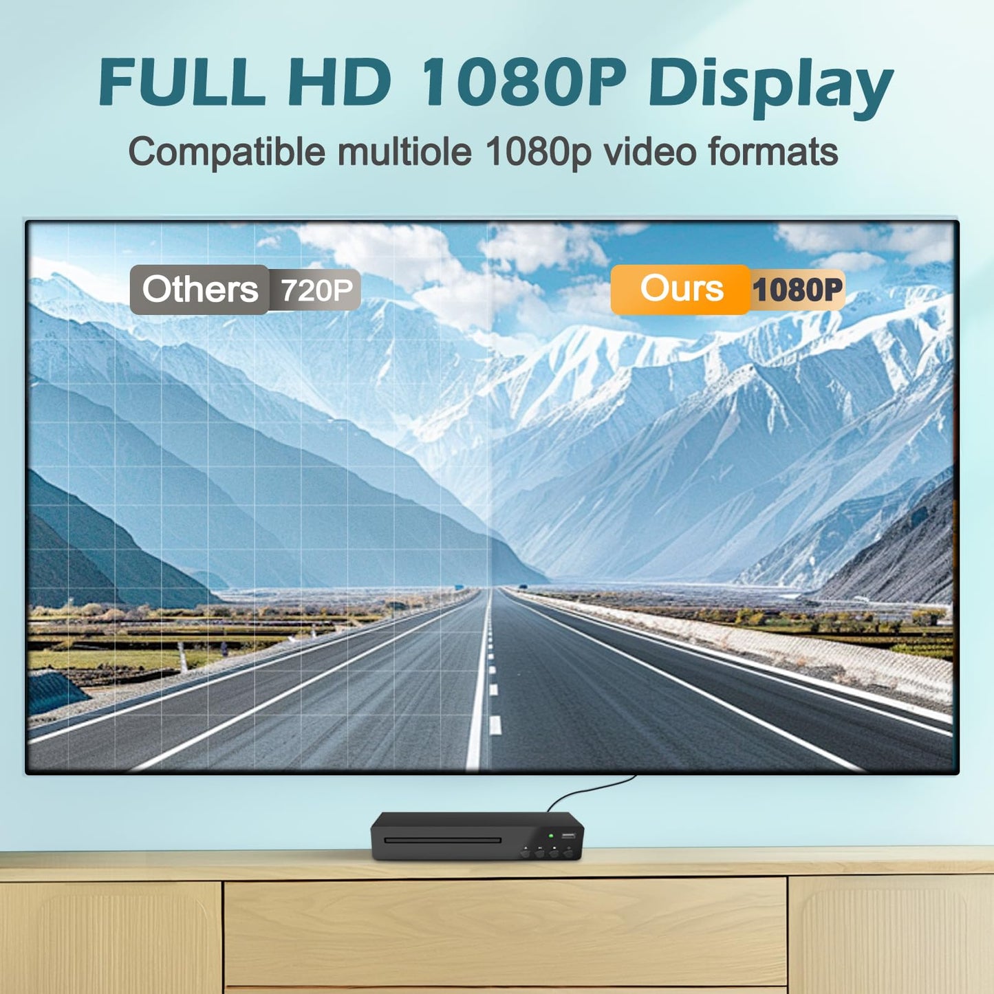 Reproductor de DVD Compacto HDMI HD 1080p con Entrada USB y Mando a Distancia