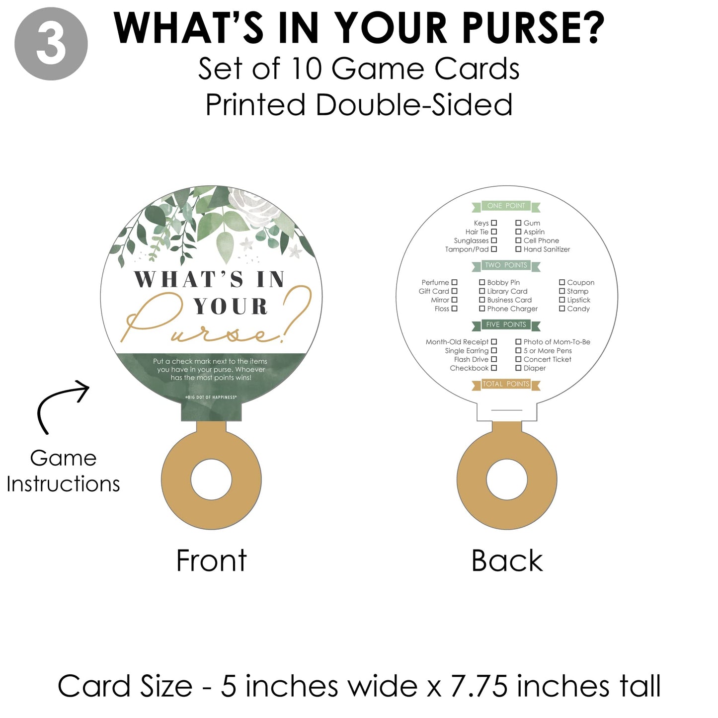 Big Dot of Happiness Boho Botanical Baby – 4 juegos de baby shower – 10 cartas cada una – Who Knows Mommy Best, Mommy or Daddy Quiz, What in Your Purse and Oh Baby – Paquete Gamerific