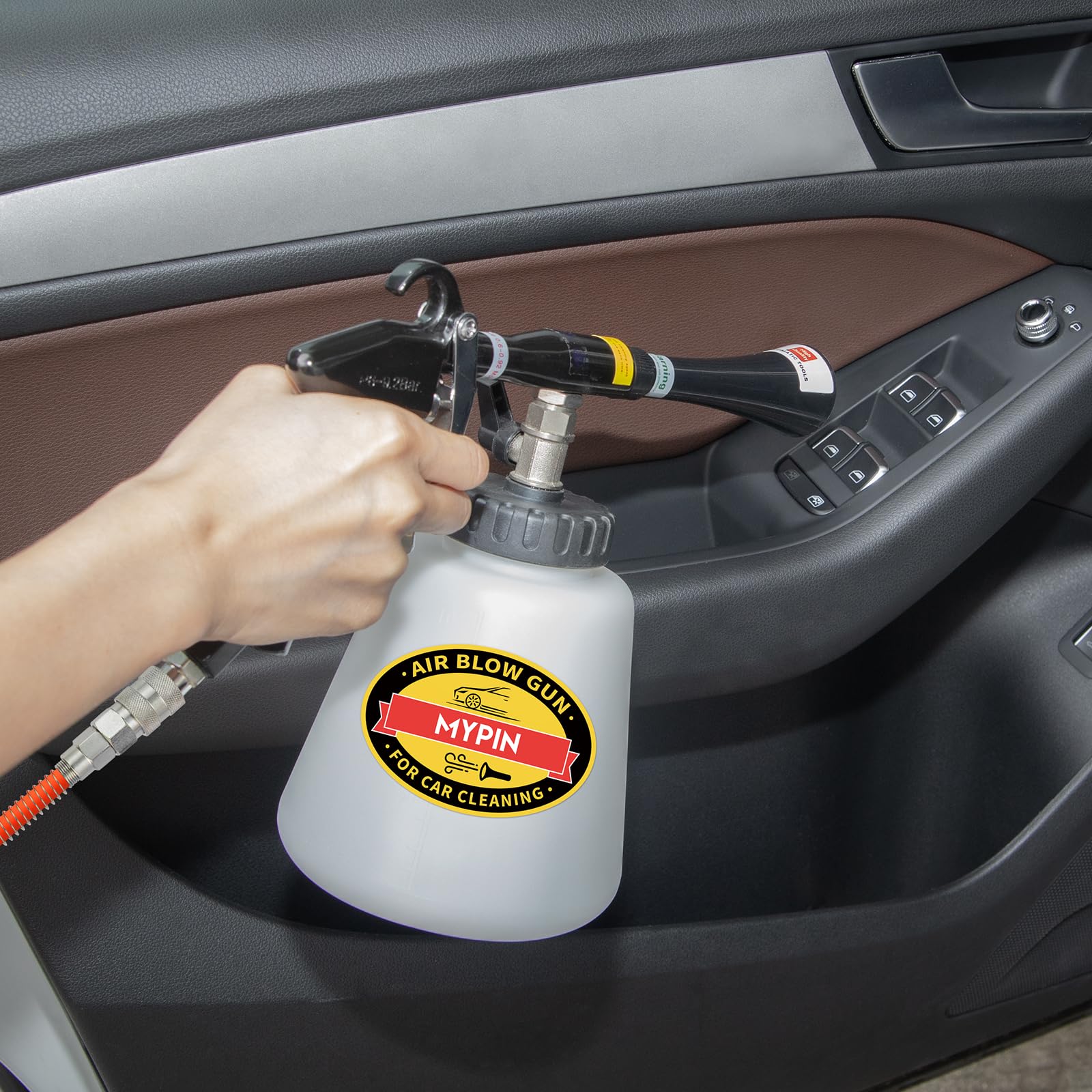 Kit de Pistola de Limpieza de Coche MYPIN Alta Presión con Boquillas para Tapicería y Asientos de Vehículos