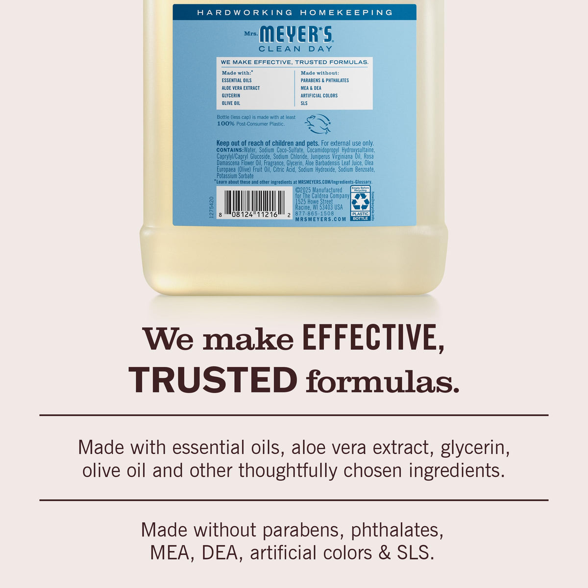 Mrs. Meyer’s Refill Jabón de Manos Líquido Rain Water, 975 ml | Repuesto con Aroma Limpio y Refrescante | Fórmula Suave de Origen Vegetal | Ideal para Uso Diario | Sin Parabenos ni Crueldad Animal