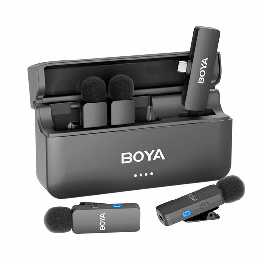 BOYA BY-V4U Micrófono de Solapa inalámbrico Profesional (Tipo C) con Estuche de Carga, Kit de micrófono de Solapa inalámbrico omnidireccional para Smartphones iPhone Serie 15/16
