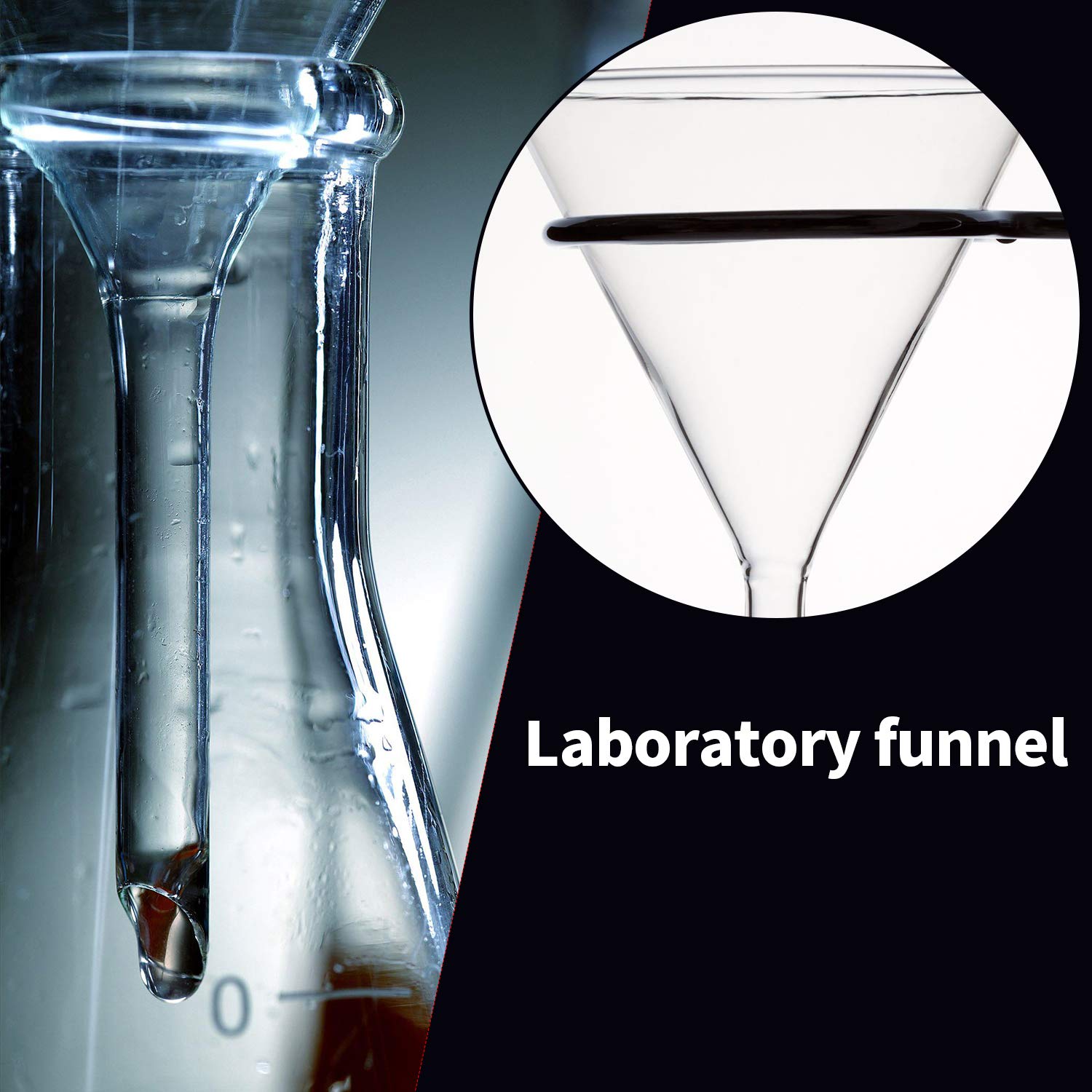 Juego de Embudos de Vidrio Young4us Transparente de Borosilicato para Laboratorio
