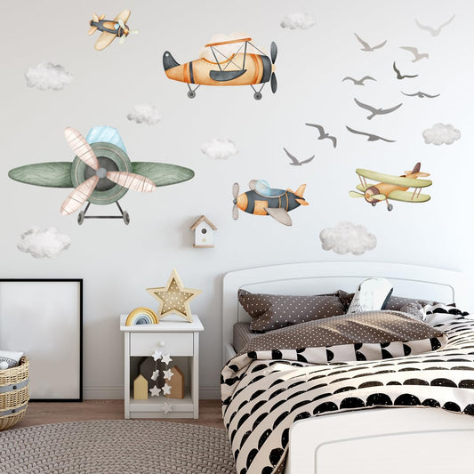 Calcomanía de Pared Avión para Niños Diseño Pelar y Pegar