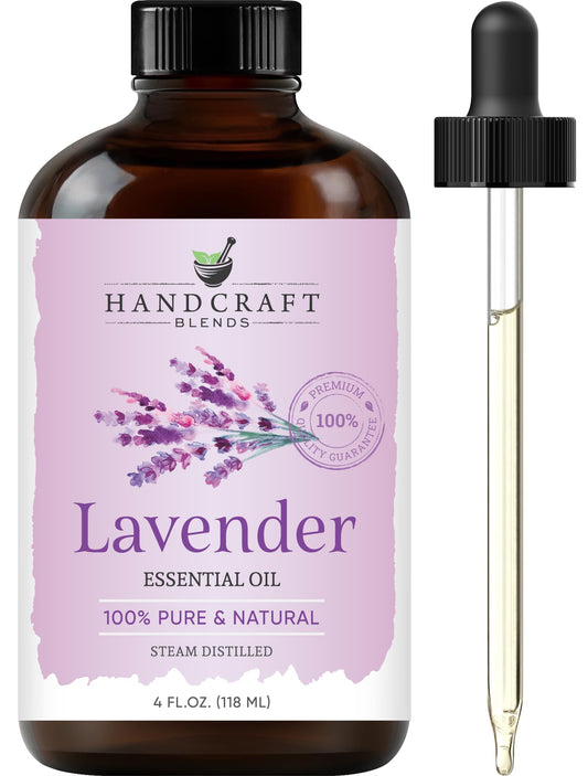 Handcraft Lavender Essential Oil - Huge 4 OZ - 100% Pure & Natural â€" Premium Therapeutic Grade with Premium Glass Dropper