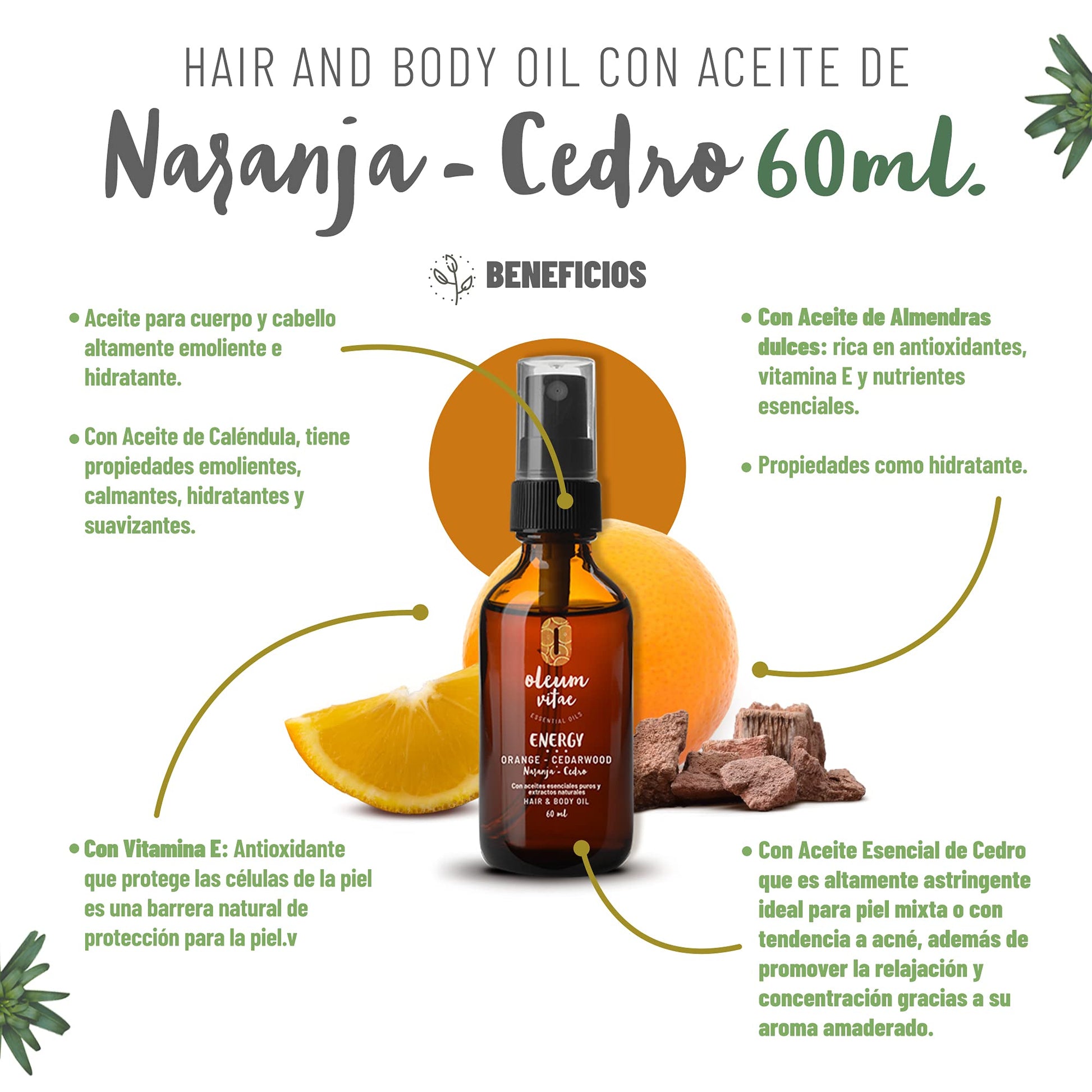 Kit Dúo Hidratación Profunda Naranja-Cedro. Crema Corporal y Hair & Body Oil. Con Aceite Esencial de Cedro
