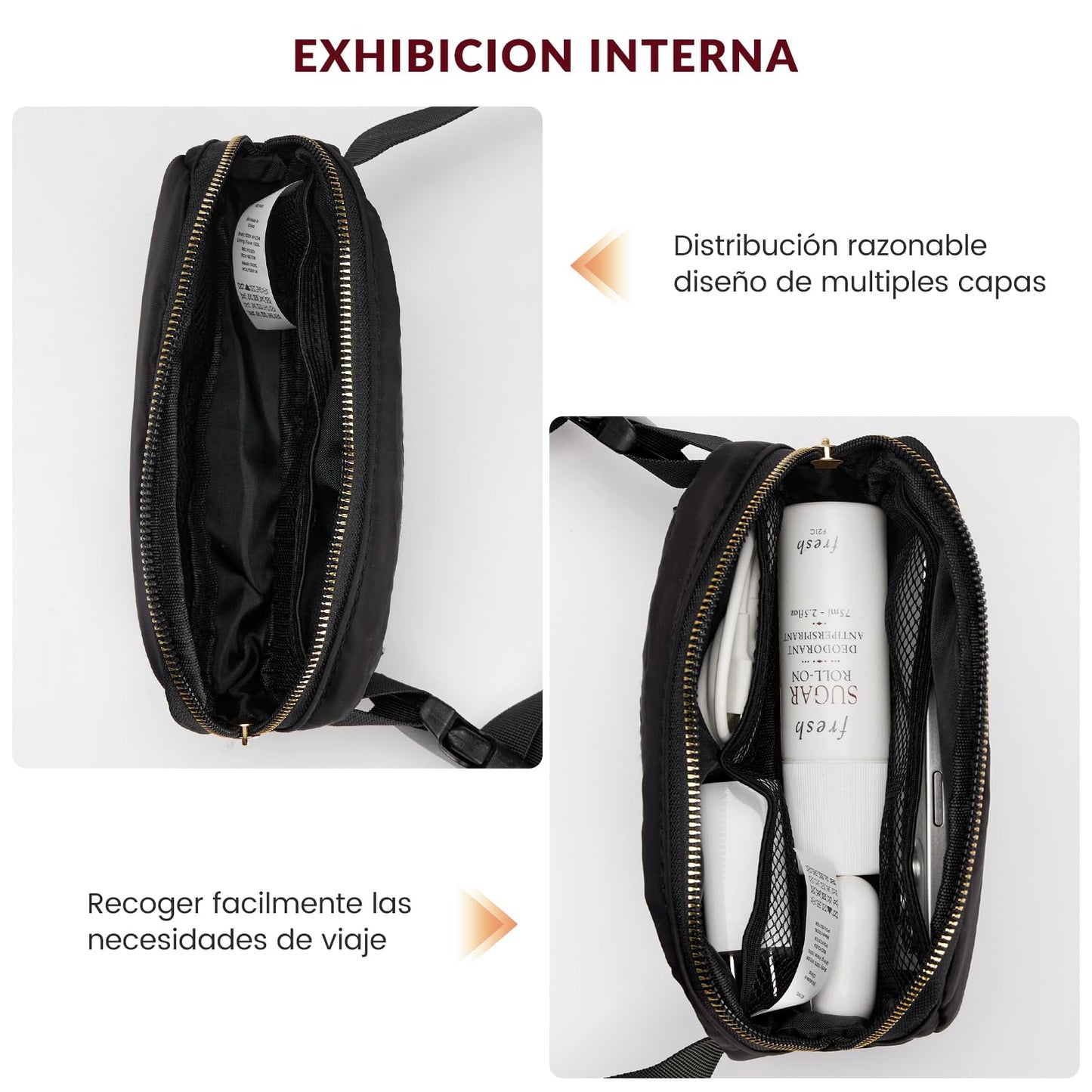 LONEASY 2 Cangurera Deportiva, 2 Unidades Riñonera Deportiva Riñonera de Marcha Running, Impermeable Gran Capacidad Bolso de Cintura Viajar Moda Riñoneras Multifuncional, Negro y Blanco,Hombre Mujer