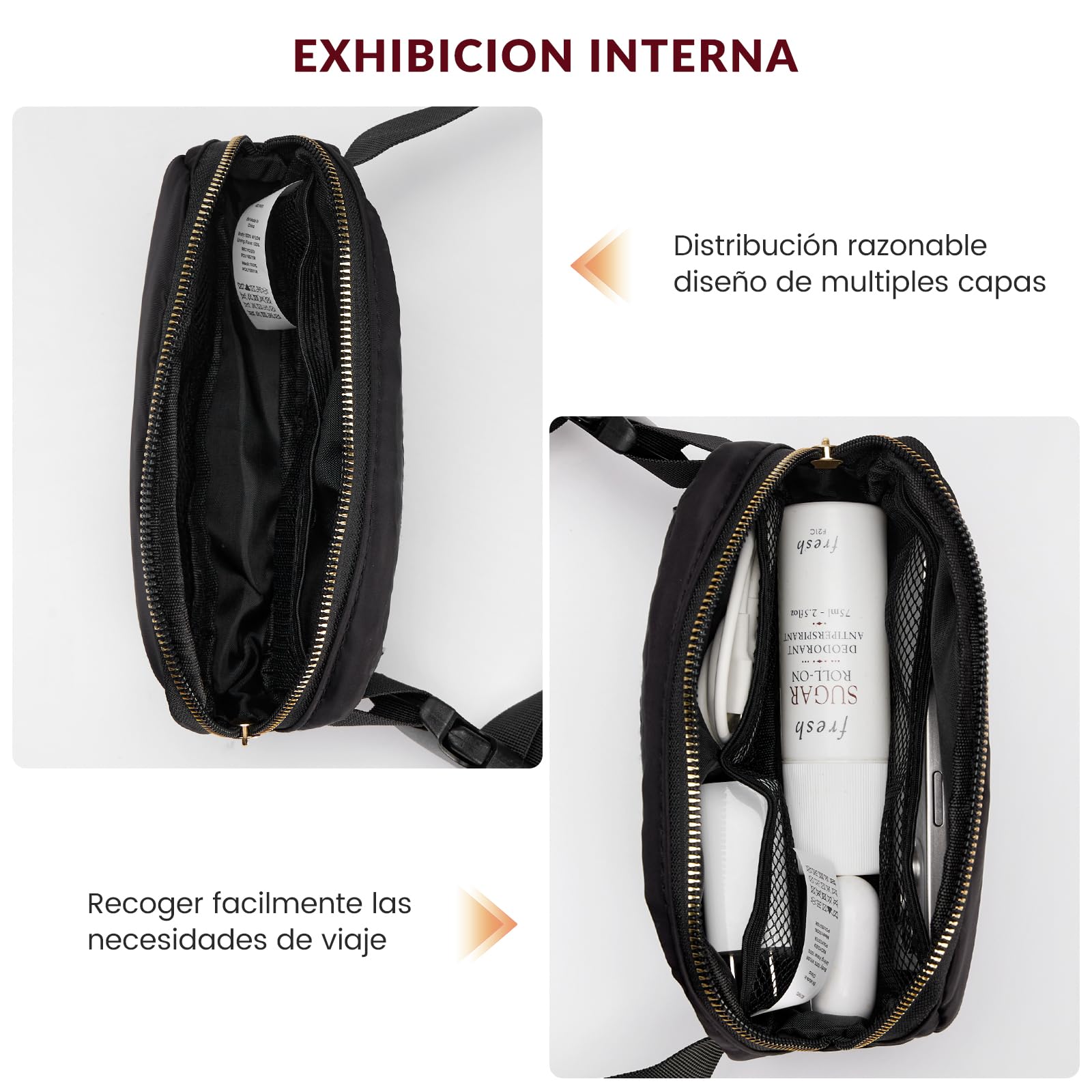 LONEASY 2 Cangurera Deportiva, 2 Unidades Riñonera Deportiva Riñonera de Marcha Running, Impermeable Gran Capacidad Bolso de Cintura Viajar Moda Riñoneras Multifuncional, Negro y Blanco,Hombre Mujer