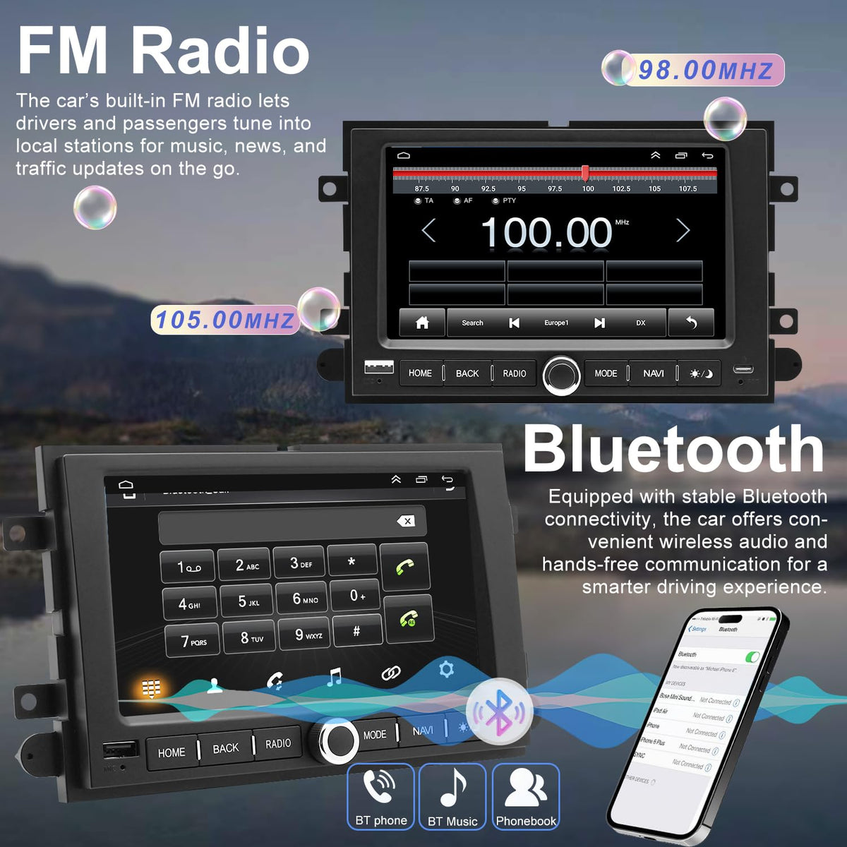 Radio de Coche Pantalla Táctil 7 Pulgadas Carplay WiFi 5G Cámara