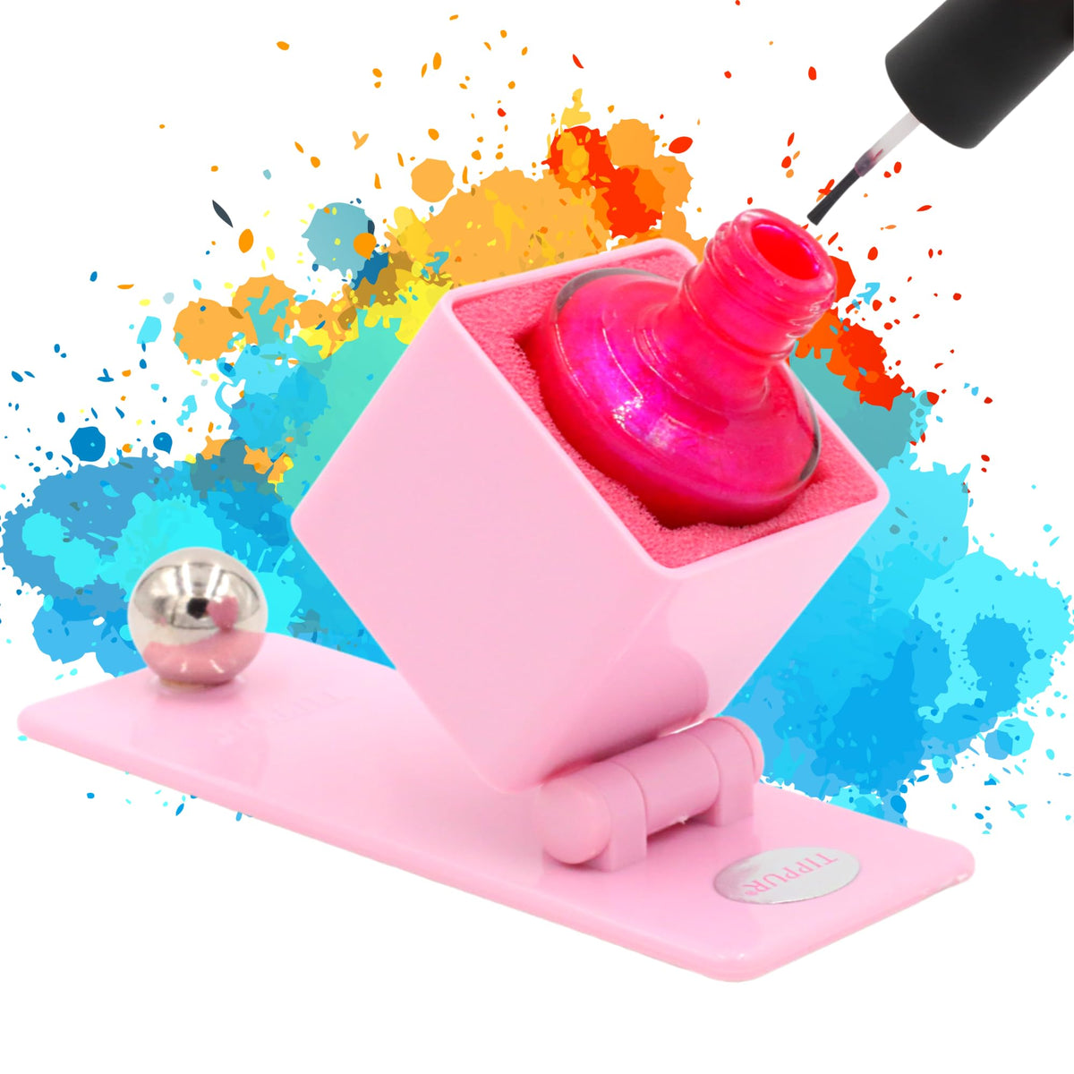 Tippur Nail Polish Holder - Easy Use Nail Polish Holder for a Salon Perfect Finish - Comes in 6 Great Colors - ( PINK )