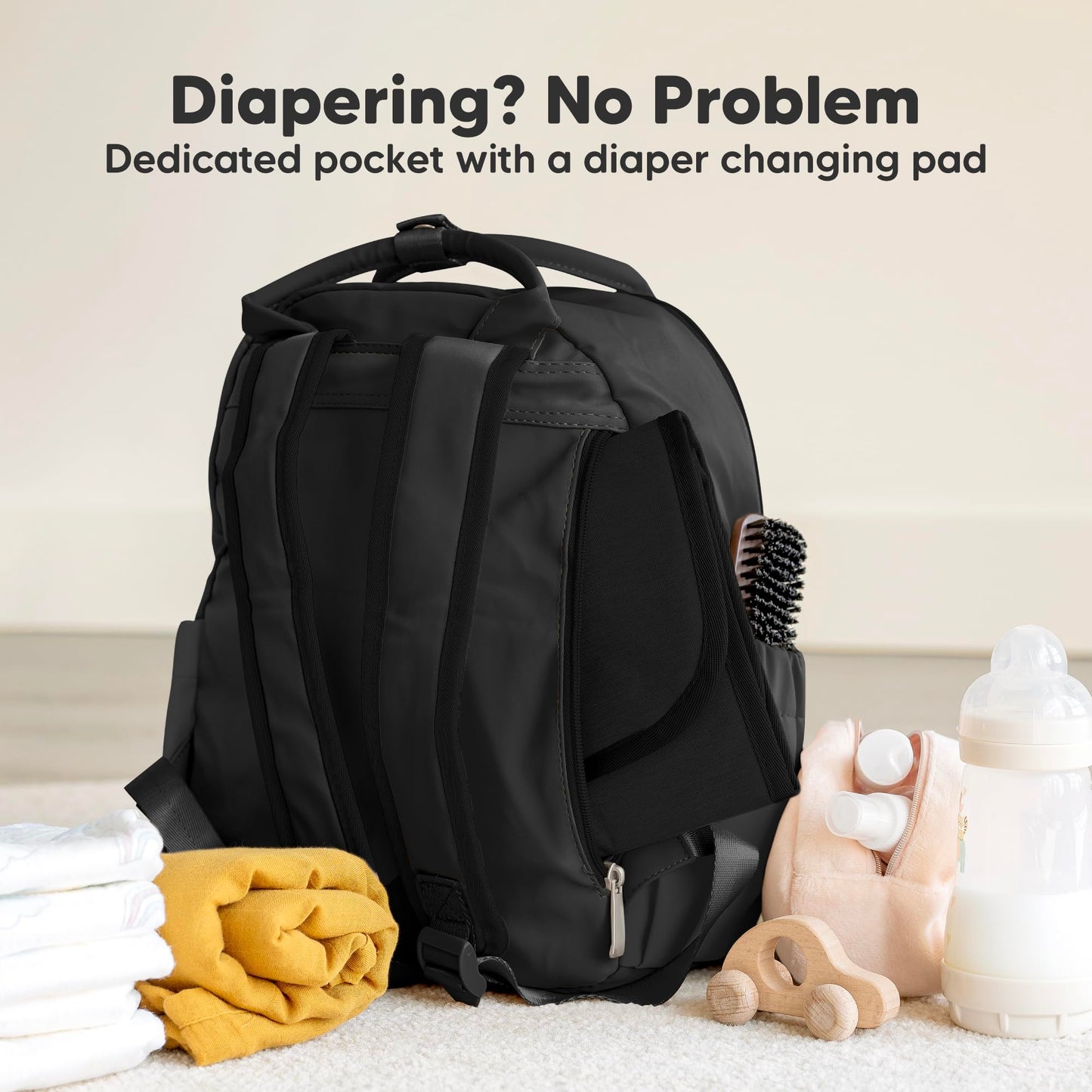KeaBabies - Mochila para pañales de viaje (moderno negro, S)