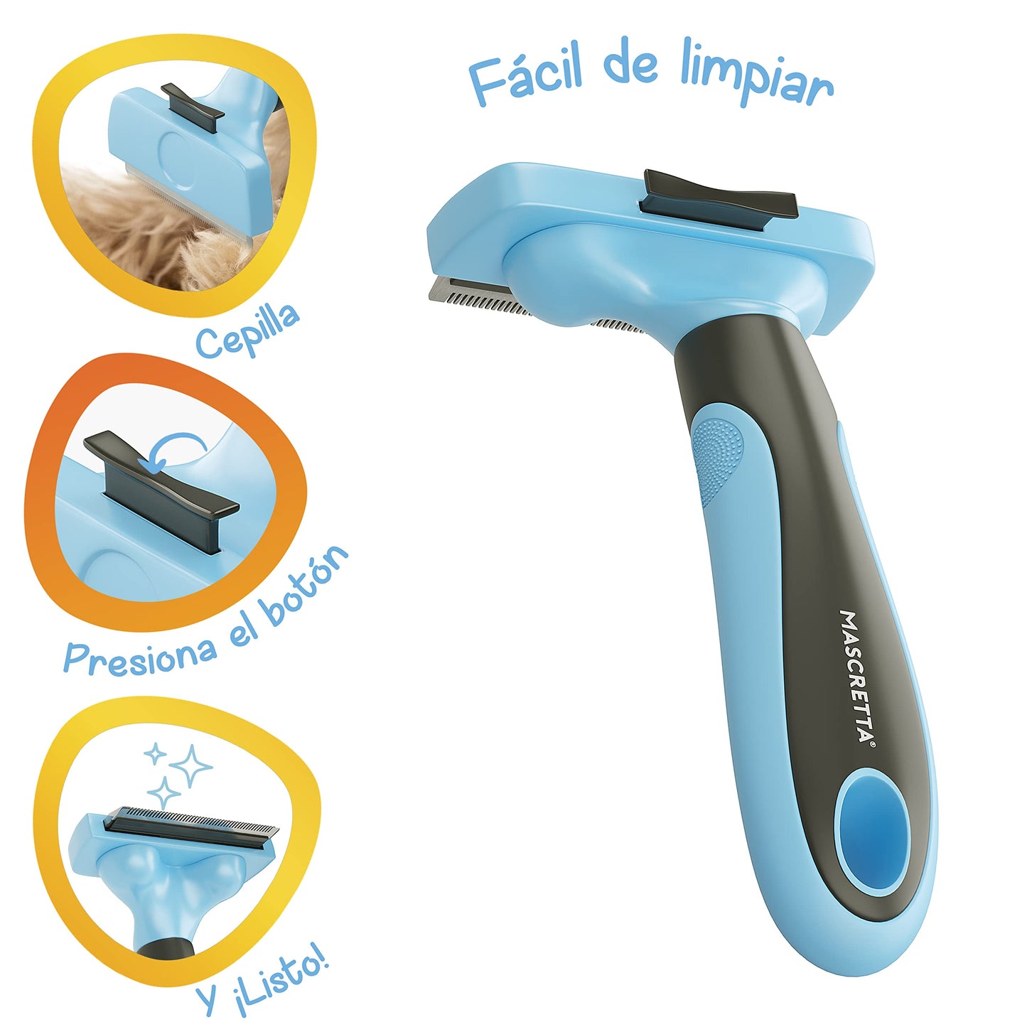 Deslanador MASCRETTA Azul con Diseño de Agarre Firme y Cómodo para Mascotas