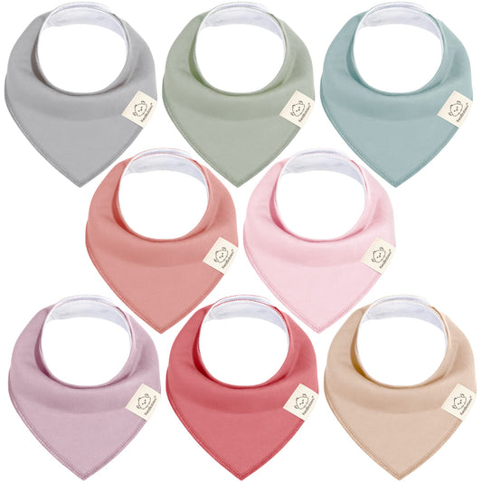 Baberos Triangulares Orgánicos para Niña Pastel Silenciado Super Absorbentes 100% Algodón