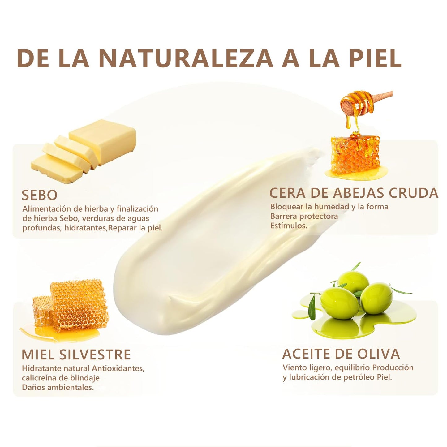 Crema de Cebo de Res con Balsamo de Miel: Sebo de Res Sebo de Res para La Cara-Crema Facial con Acabado de Pasto de Animales Alimentados con Pasto,Cuidado de La Piel Profundamente Nutritiv 2 Botellas