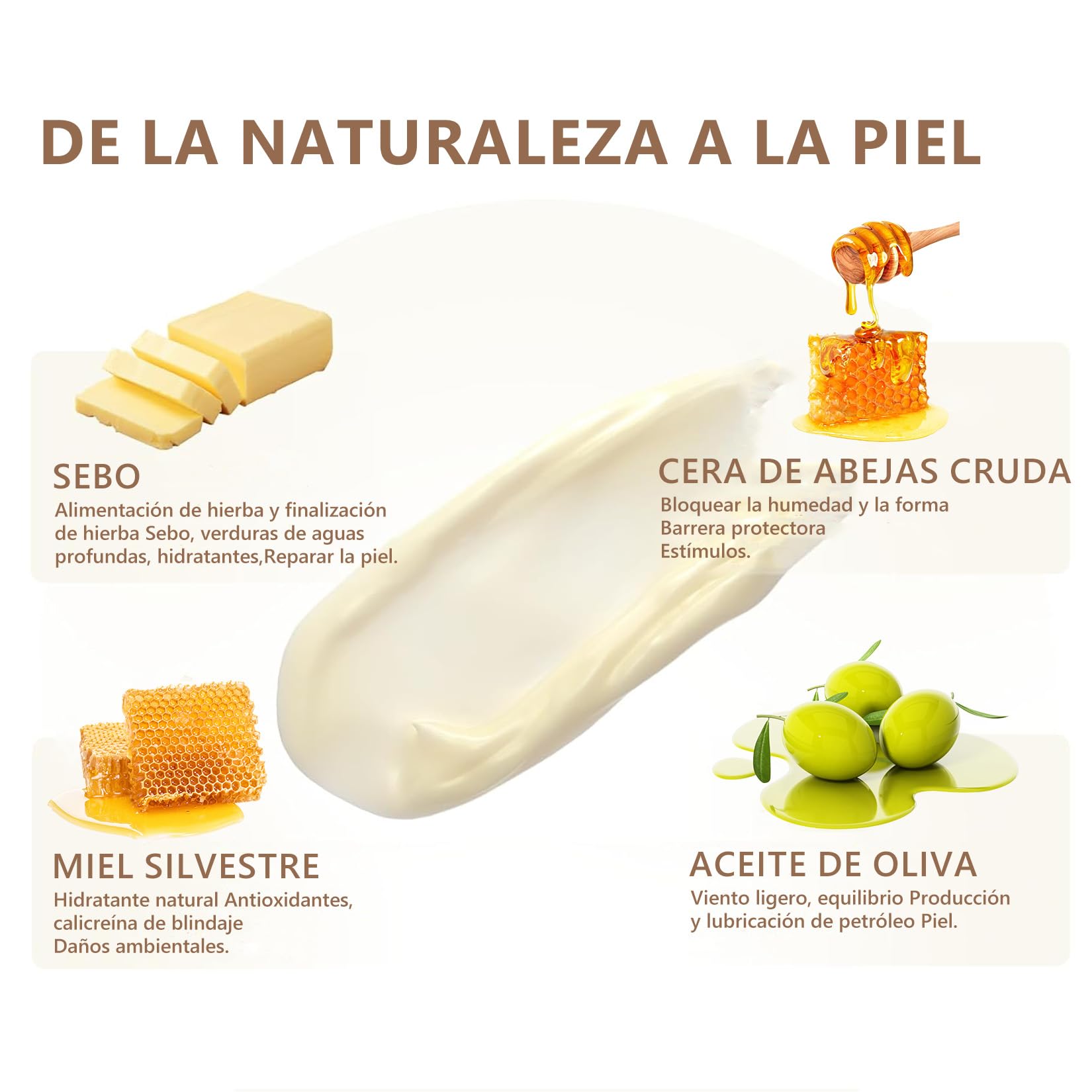 Crema de Cebo de Res con Balsamo de Miel: Sebo de Res Sebo de Res para La Cara-Crema Facial con Acabado de Pasto de Animales Alimentados con Pasto,Cuidado de La Piel Profundamente Nutritiv 2 Botellas