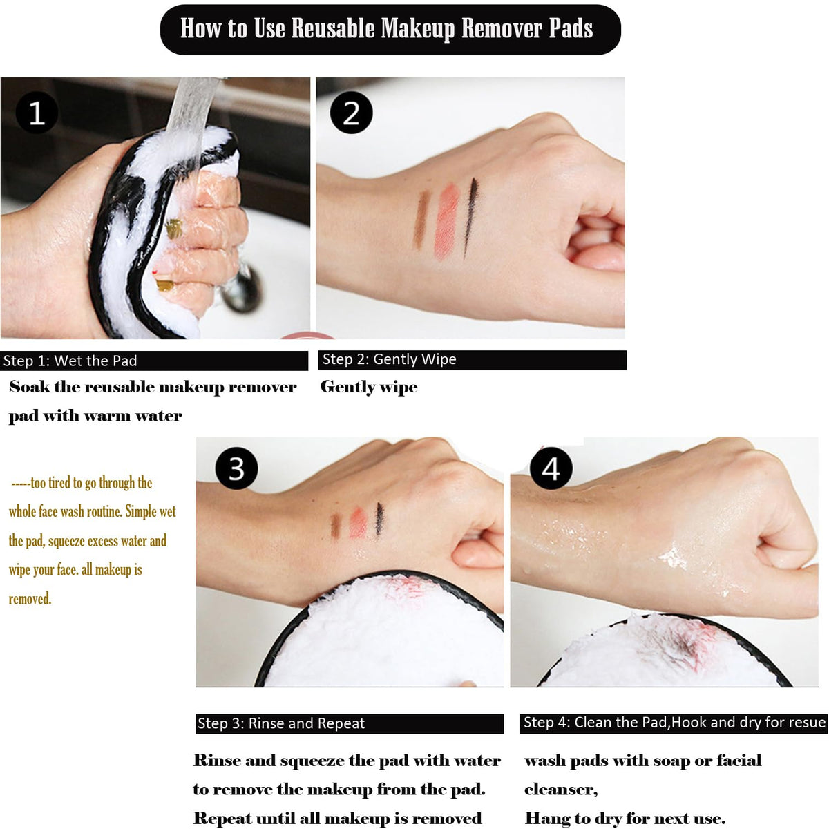 Almohadillas Desmaquillantes Constefire Reutilizables Hipoalergénicas para Limpieza Facial
