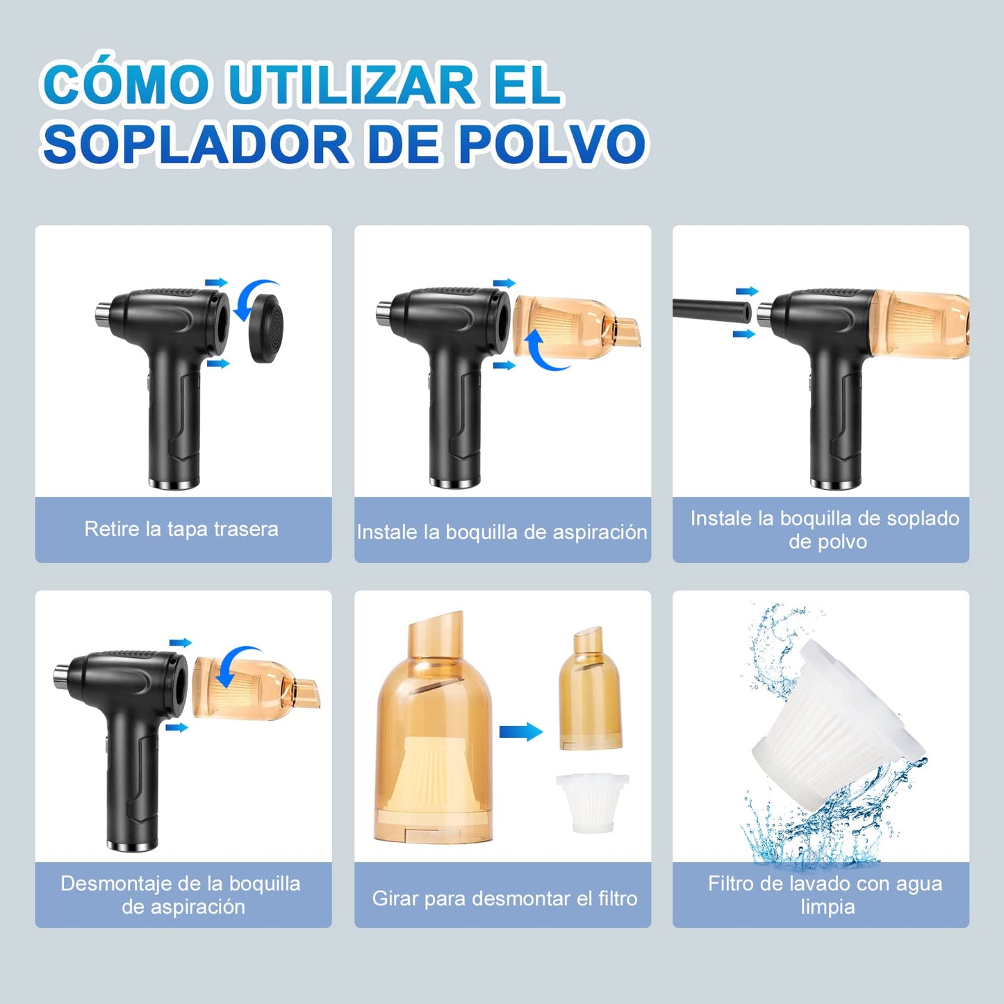 Soplador de Aire Recargable Plumero de Aire Eléctrico 2 en 1 para Limpiar Ordenadores y Aparatos Electrónicos