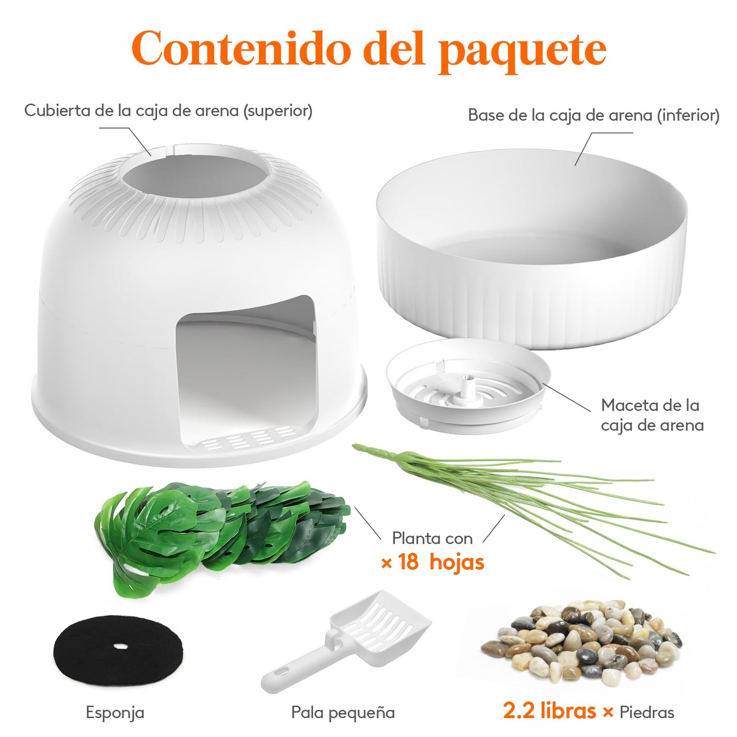 Lifewit Caja de Arena para Gatos con Plantas Ocultas, Plantas Artificiales y Caja de Arena Cerrada para Gatos, ventilación y Filtro de olores, fácil de Limpiar, Color Blanco
