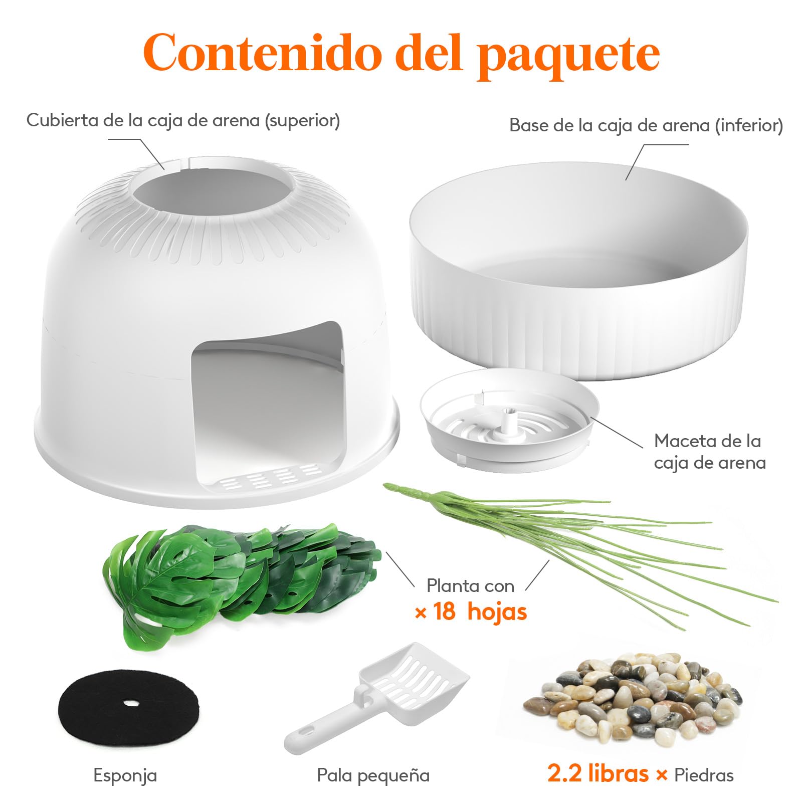 Lifewit Caja de Arena para Gatos con Plantas Ocultas, Plantas Artificiales y Caja de Arena Cerrada para Gatos, ventilación y Filtro de olores, fácil de Limpiar, Color Blanco