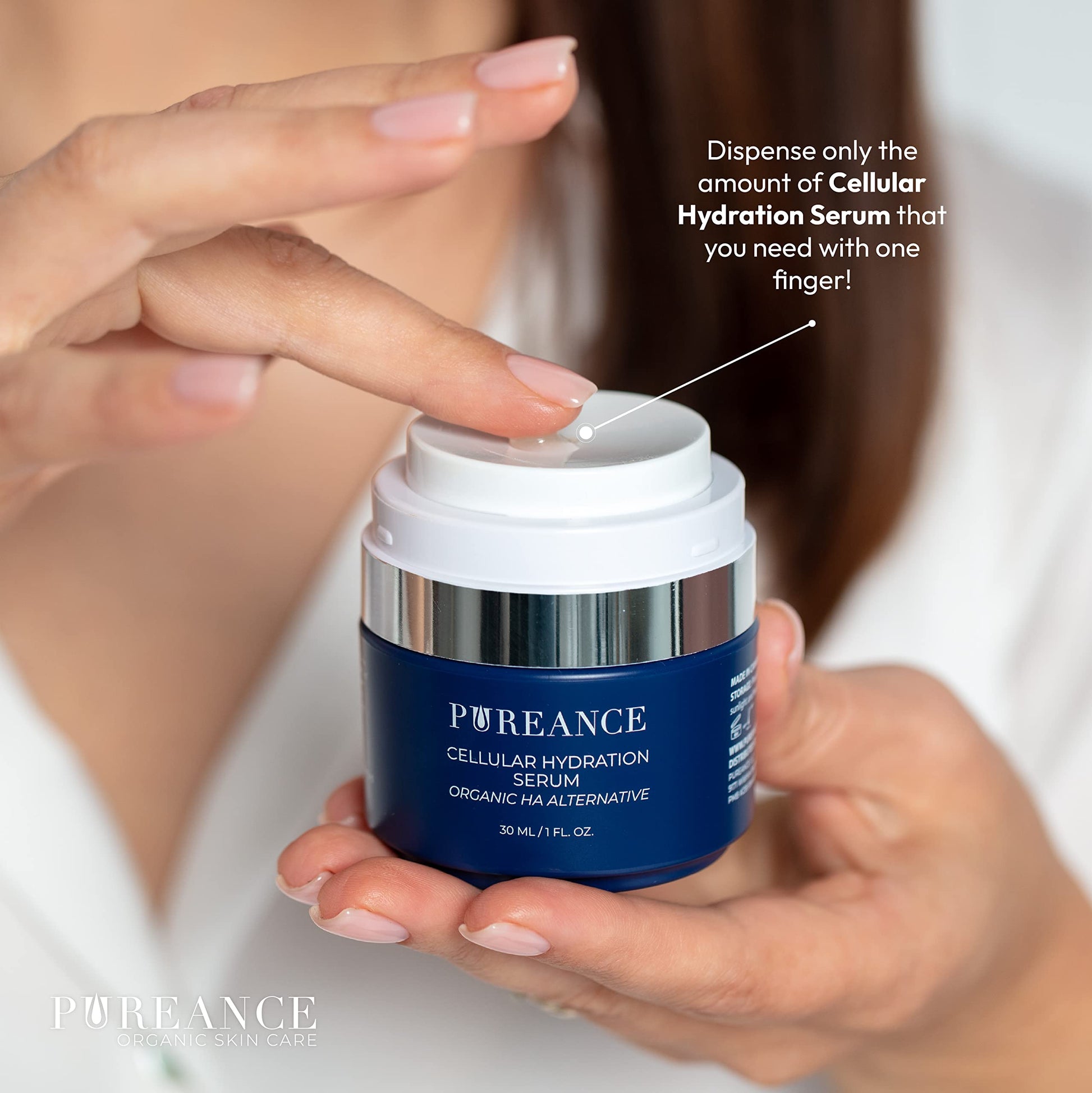 PUREANCE Suero Hidratante Orgánico Para La Cara - El Hongo Tremella Estimula El Colágeno Y El Crecimiento Celular, El Suero De Ácido Hialurónico Mejora La Humedad Y Nutre La Piel
