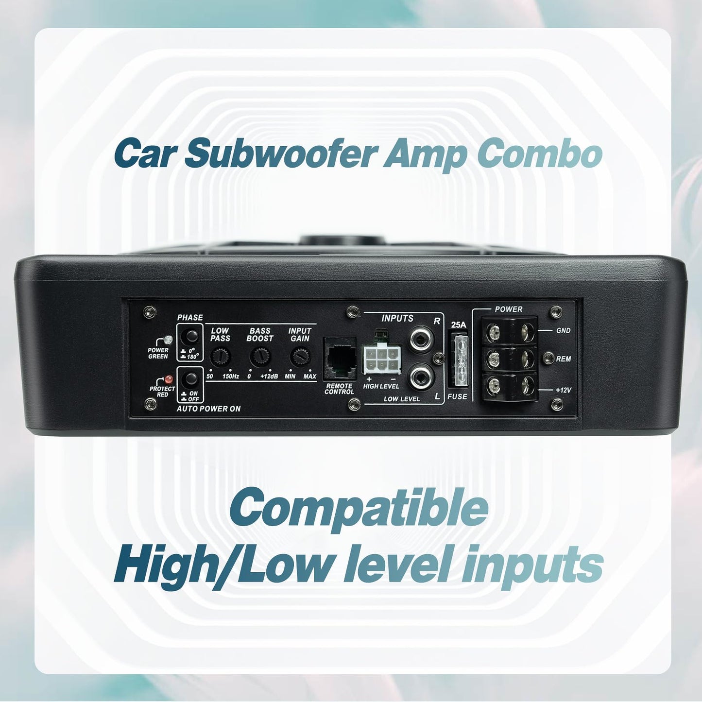 Subwoofer de coche de 800 W de actualización delgado para debajo del asiento de 10 pulgadas, subwoofer de audio para coche/camión, amplificador integrado, con luz LED azul (subwoofer + kit de cable de
