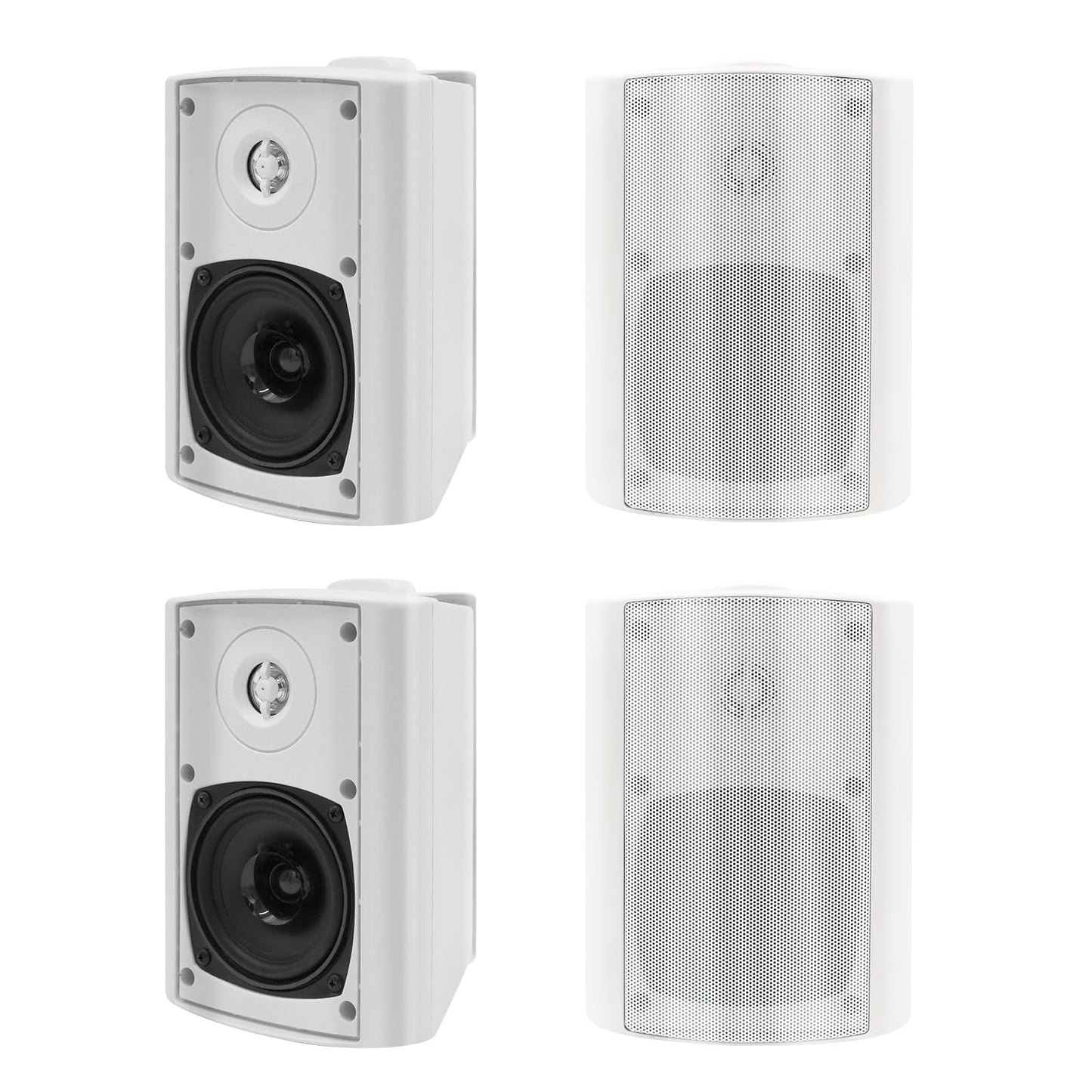 Herdio Altavoces de 400 vatios de 4 Pulgadas con Tweeter de cúpula estéreo Superior para Interiores y Exteriores, Sistema de Montaje en Pared Impermeable (4 Altavoces)