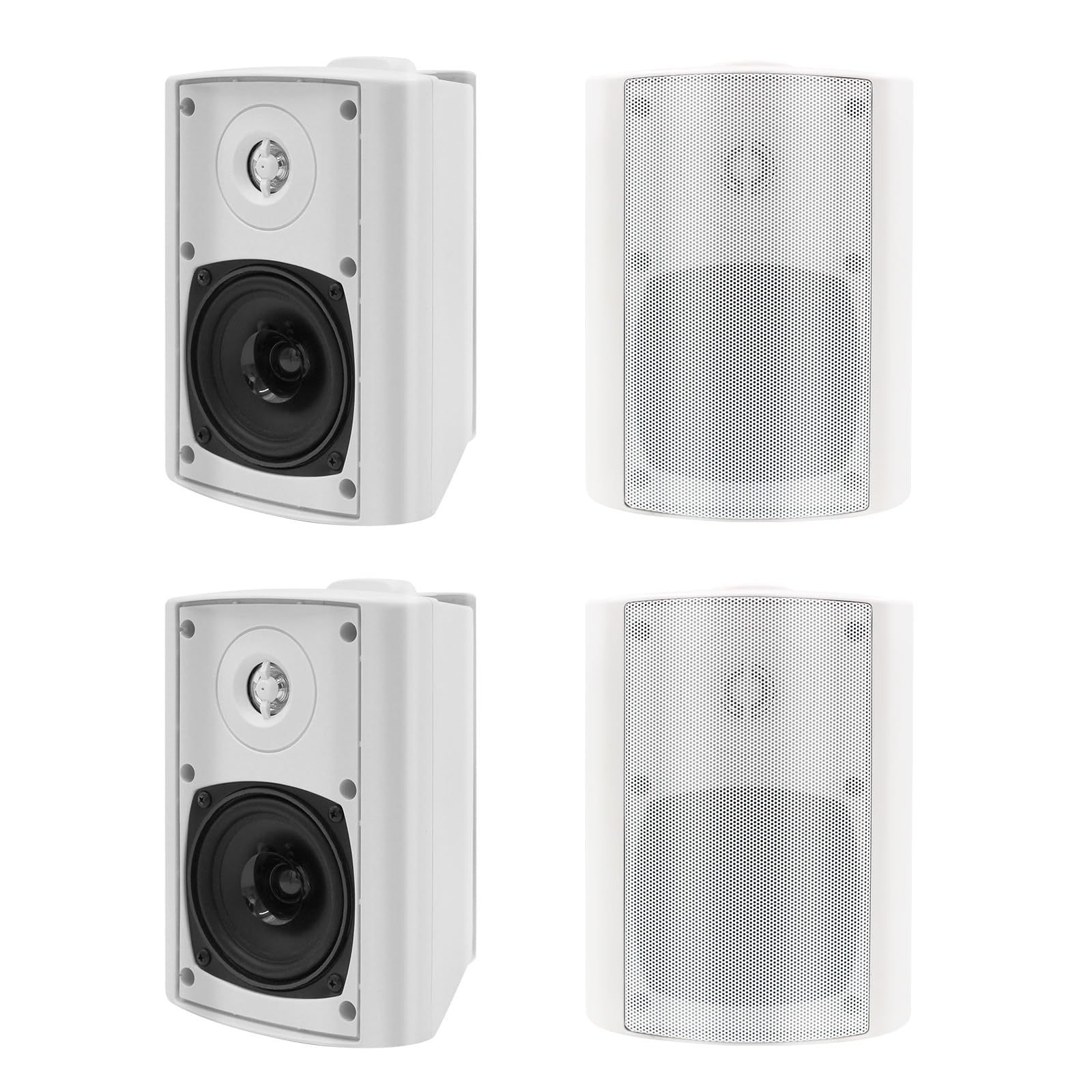 Herdio Altavoces de 400 vatios de 4 Pulgadas con Tweeter de cúpula estéreo Superior para Interiores y Exteriores, Sistema de Montaje en Pared Impermeable (4 Altavoces)