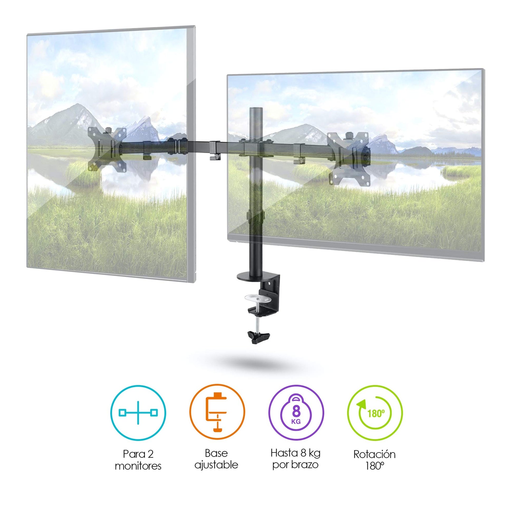 Soporte para Monitores Redlemon Negro Ajustable para Escritorios de 1 a 9 cm de Grosor