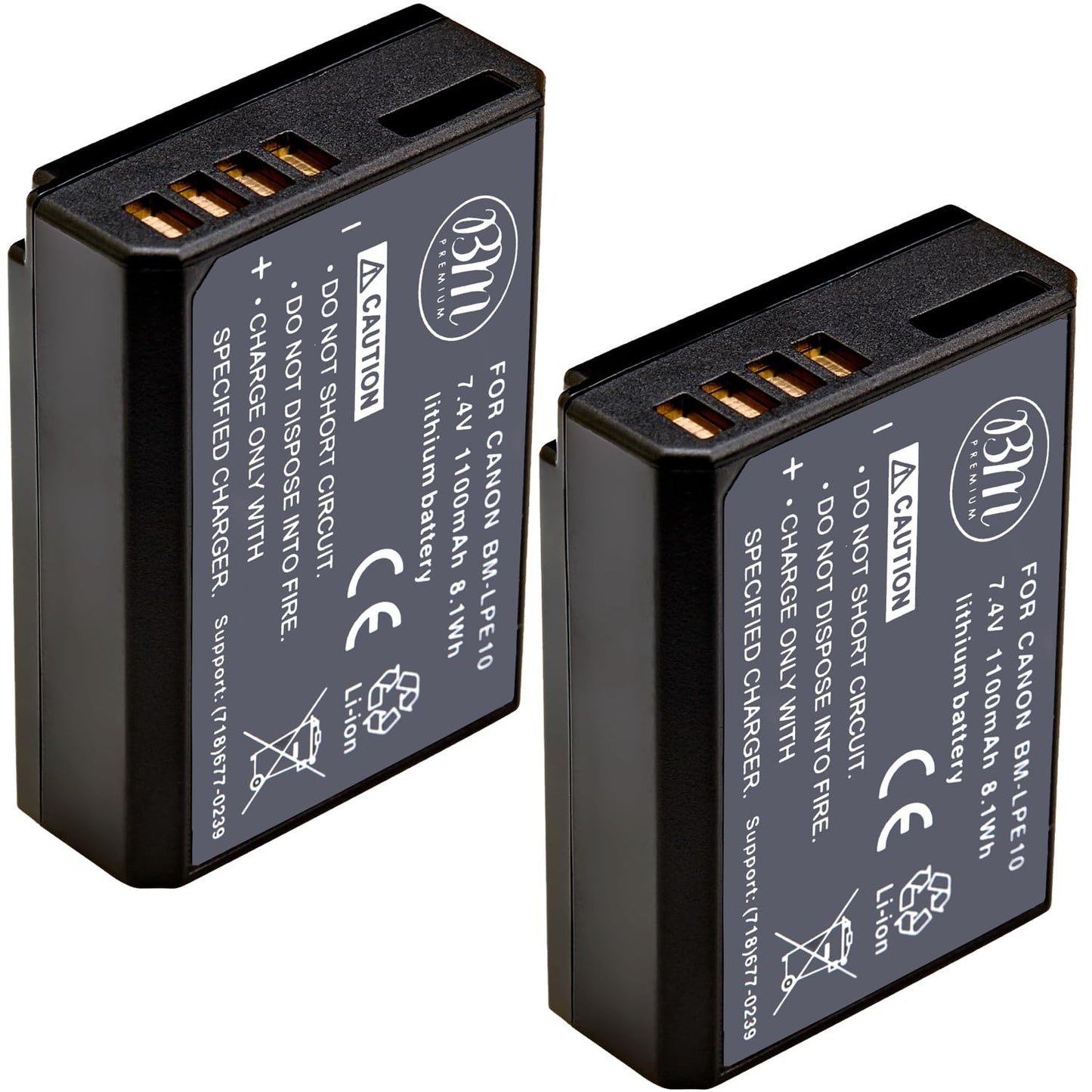 BM Premium 2-Pack de LP-E10 baterías para Canon EOS Rebel T3, T5, T6, Kiss X50, Kiss X70, EOS 1100d, EOS 1200d, EOS 1300d cámara Digital