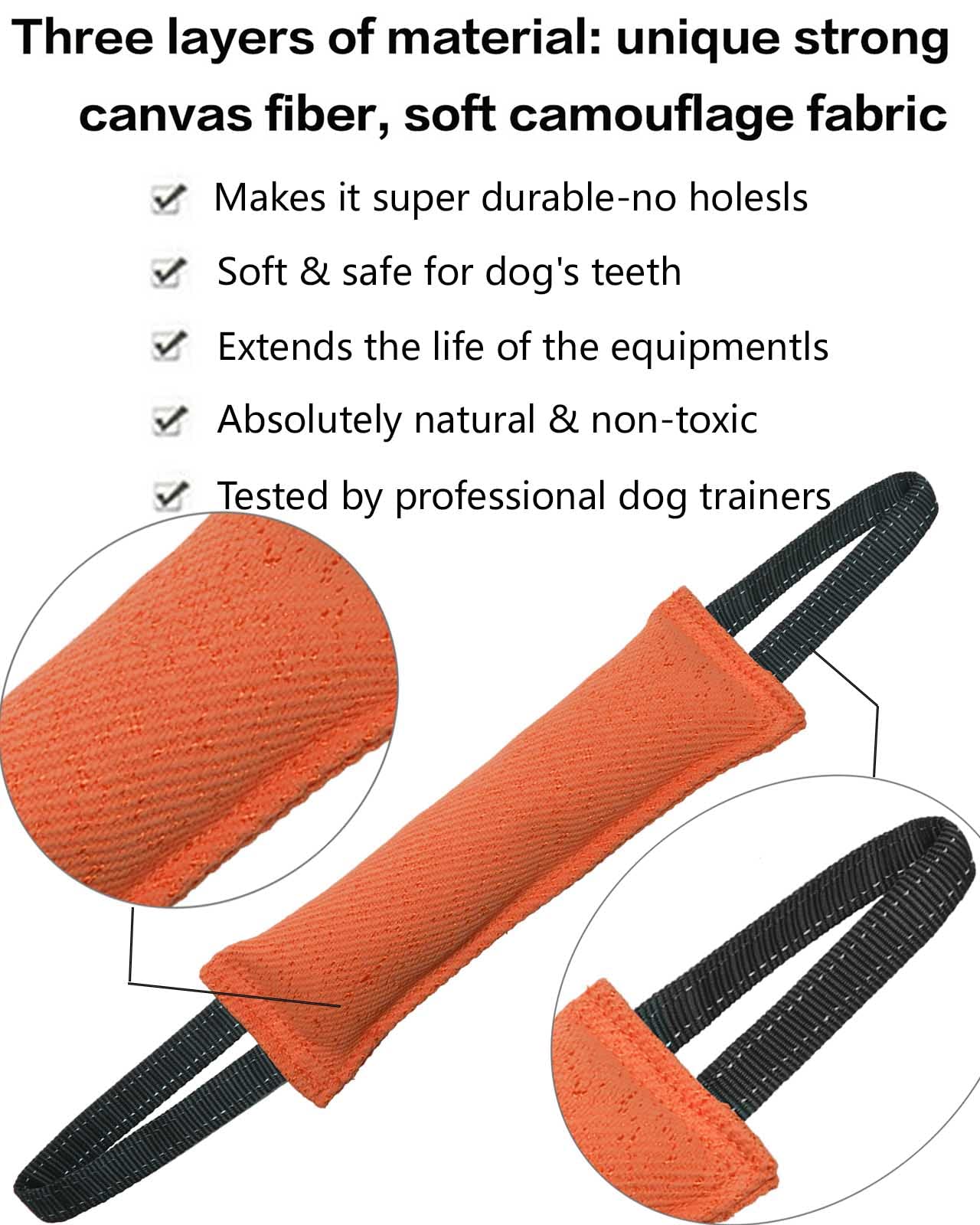 Clysrou Juguete para perros de juguete, almohada resistente de yute – duradero, equipo de entrenamiento – Juguete interactivo para cachorros a perros grandes. (Naranja)..
