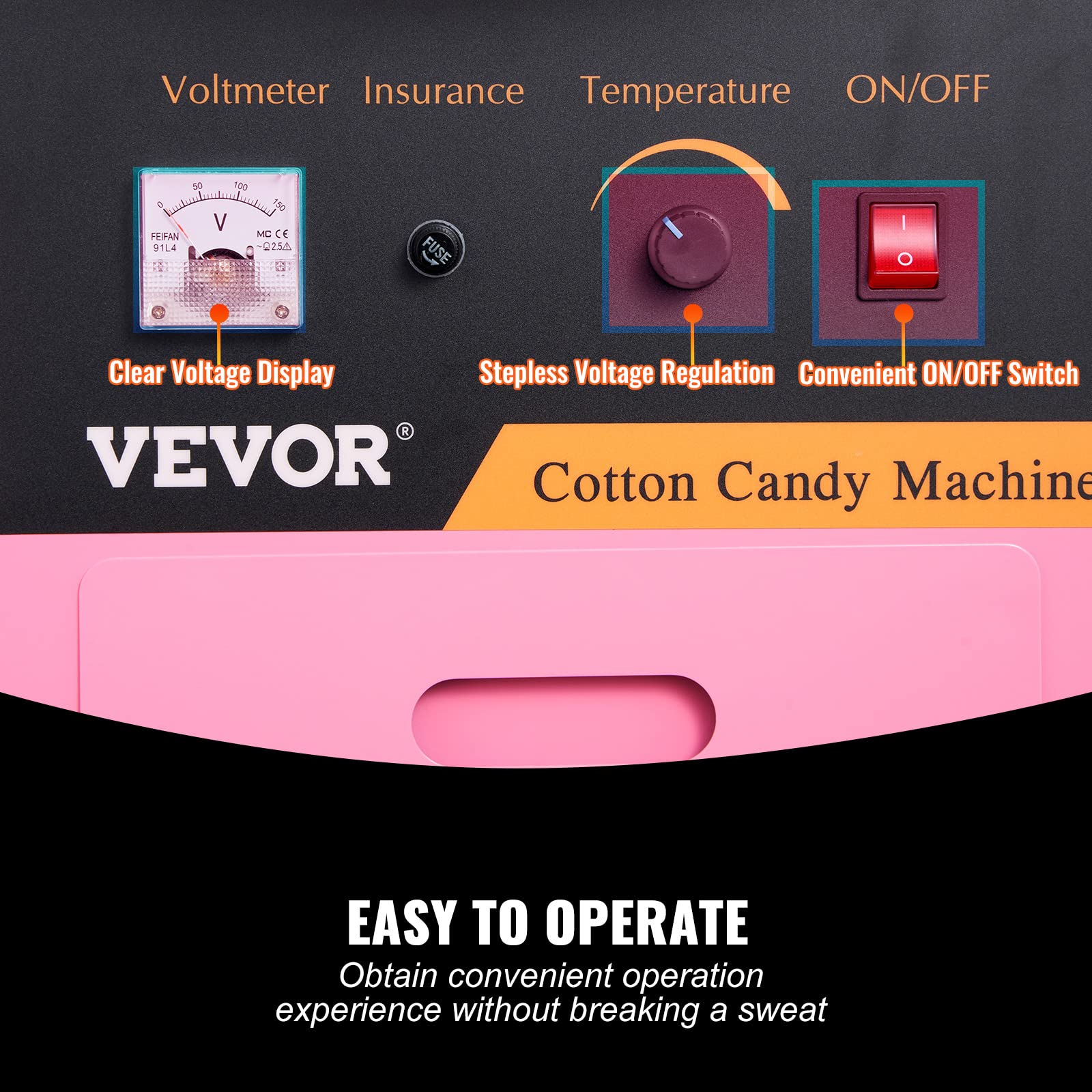Máquina Eléctrica de Algodón de Azúcar VEVOR Rosa con Tazón de Acero Inoxidable para Eventos y Hogar