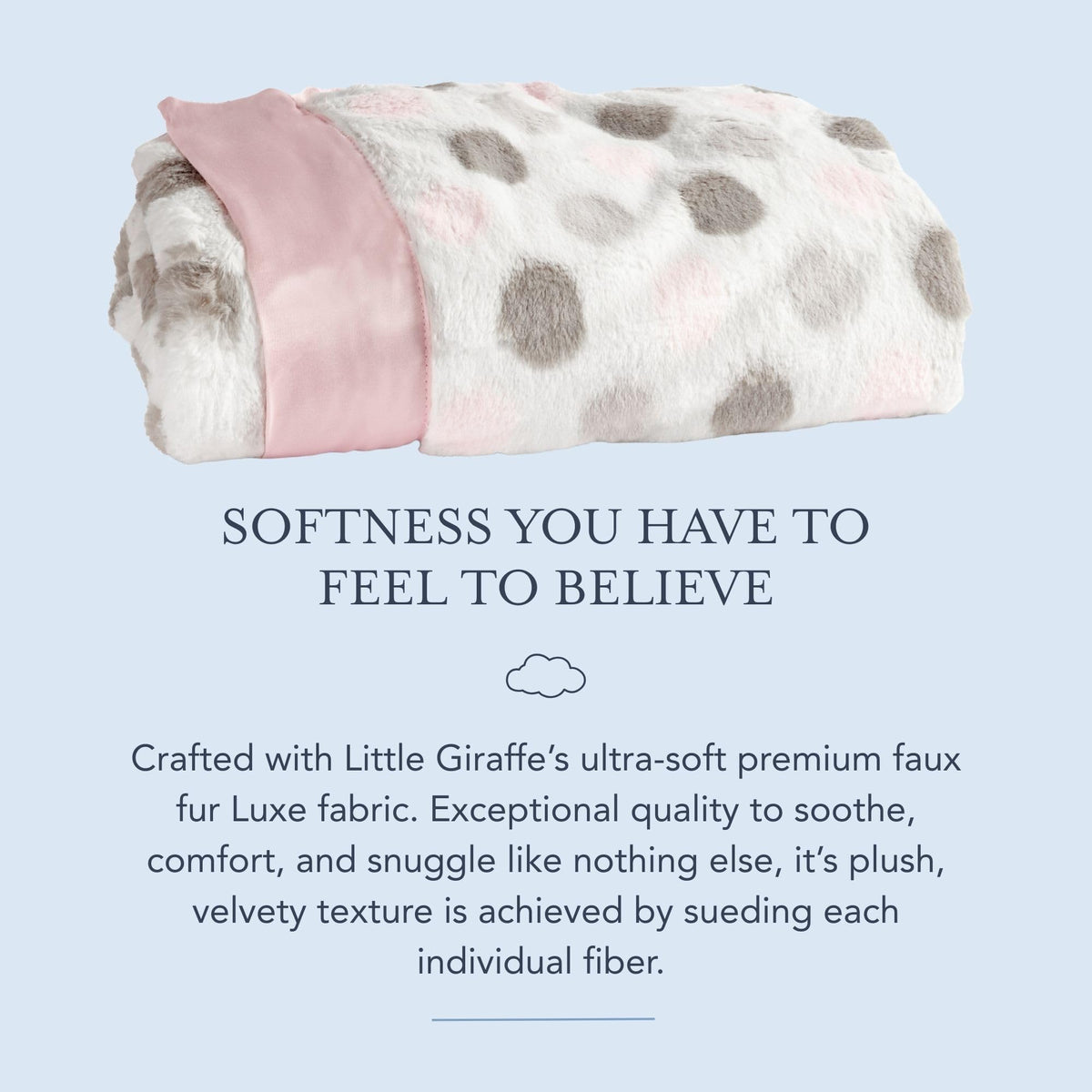 Little Giraffe Luxe - Manta de bebé – 29 x 35 pulgadas, borde de satén, color rosa con puntos, ultrasuave, hipoalergénica, manta para carriola y guardería, perfecta para recién nacidos y niños