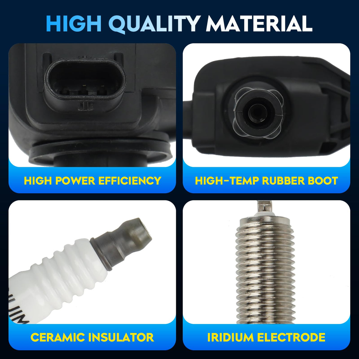 Paquete de Bocinas de Encendido y Bujías de Iridio UF807 IGN473 para Chrysler Pacifica, Dodge Durango, Jeep Grand Cherokee y Wrangler 3.6L V6