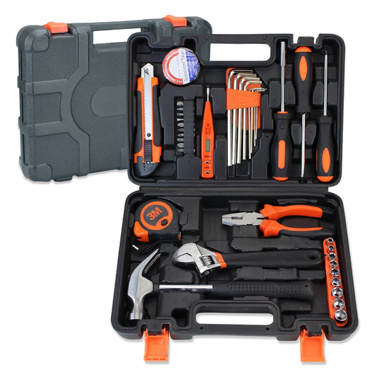 AFujia Herramientas Mécanicas Manuales 38 en 1, Herramientas de Reparación Kit de Herramientas Portables Universales para el Hogar y Taller de Mecanismo, Regalo de Caja de Almacenamineto