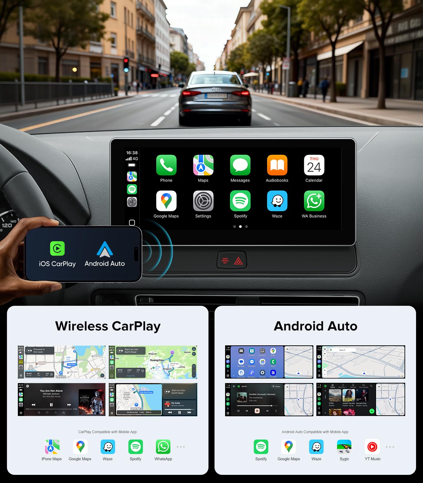 APEXNAV - Estéreo de 26 cm para Audi Q5 SQ5 2009-2017 MMI 3G inalámbrico CarPlay