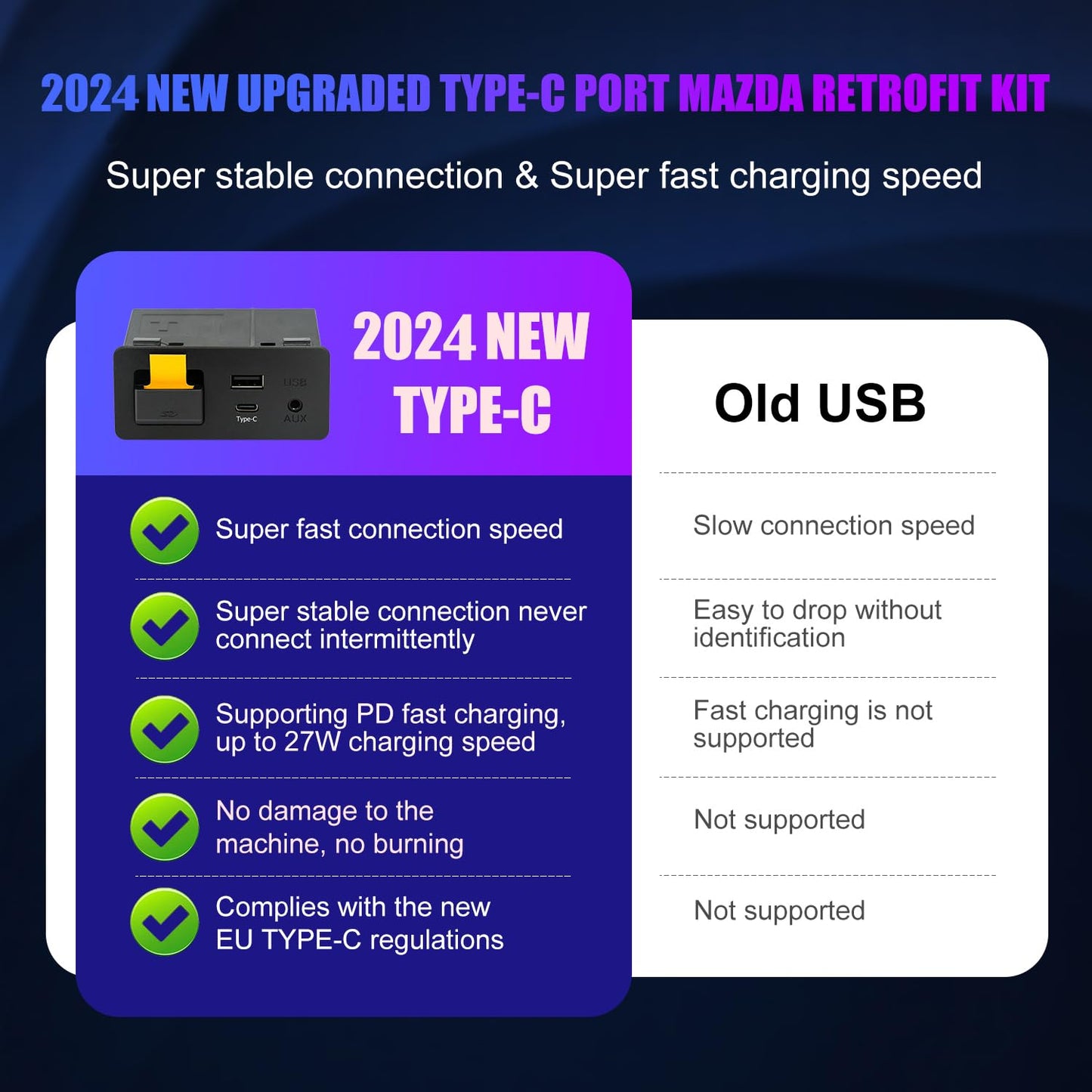 Kit de Reequipamiento Inalámbrico Carplay Mazda Tipo-C Compatible 2014-2019