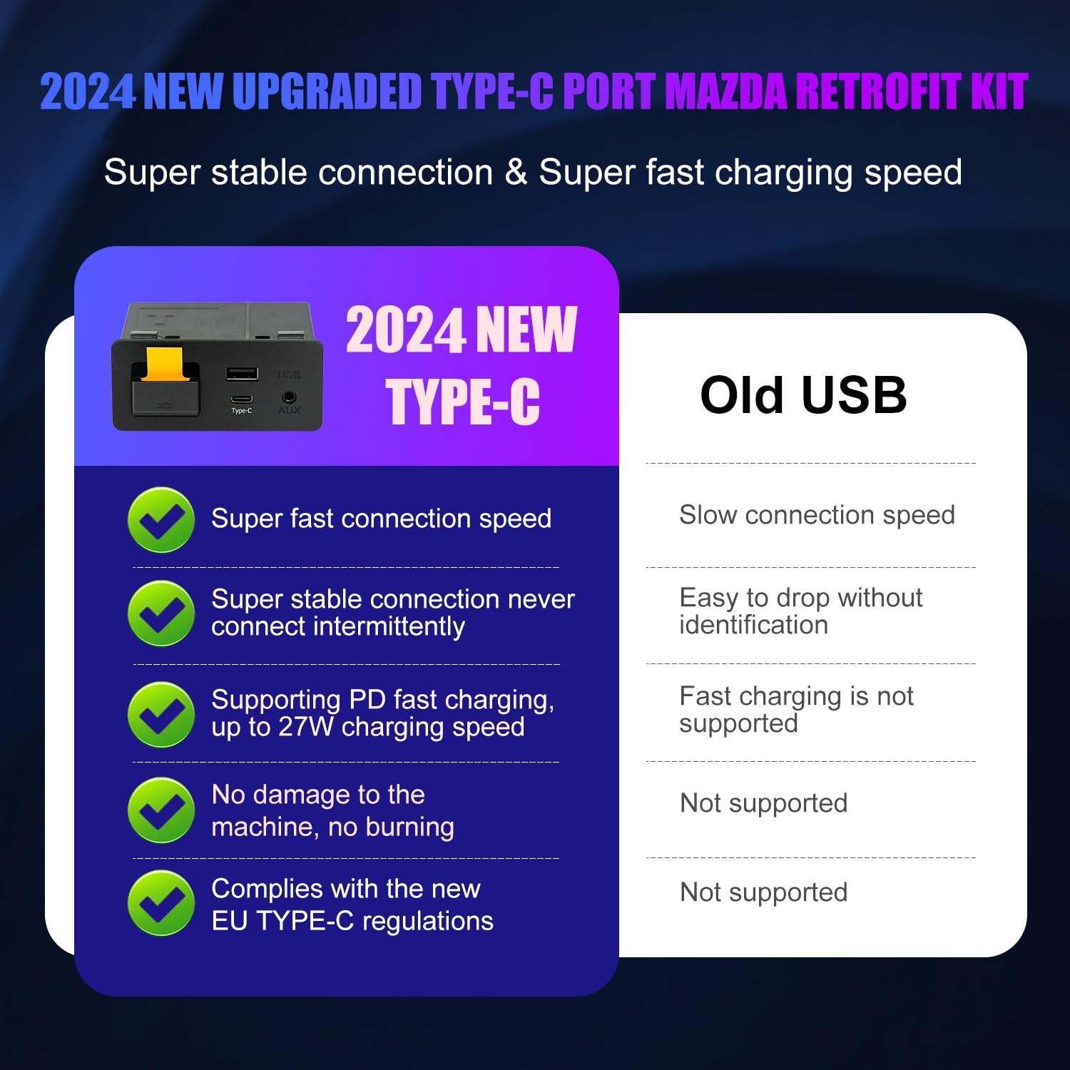 Kit de Reequipamiento Inalámbrico Carplay Mazda Tipo-C Compatible 2014-2019