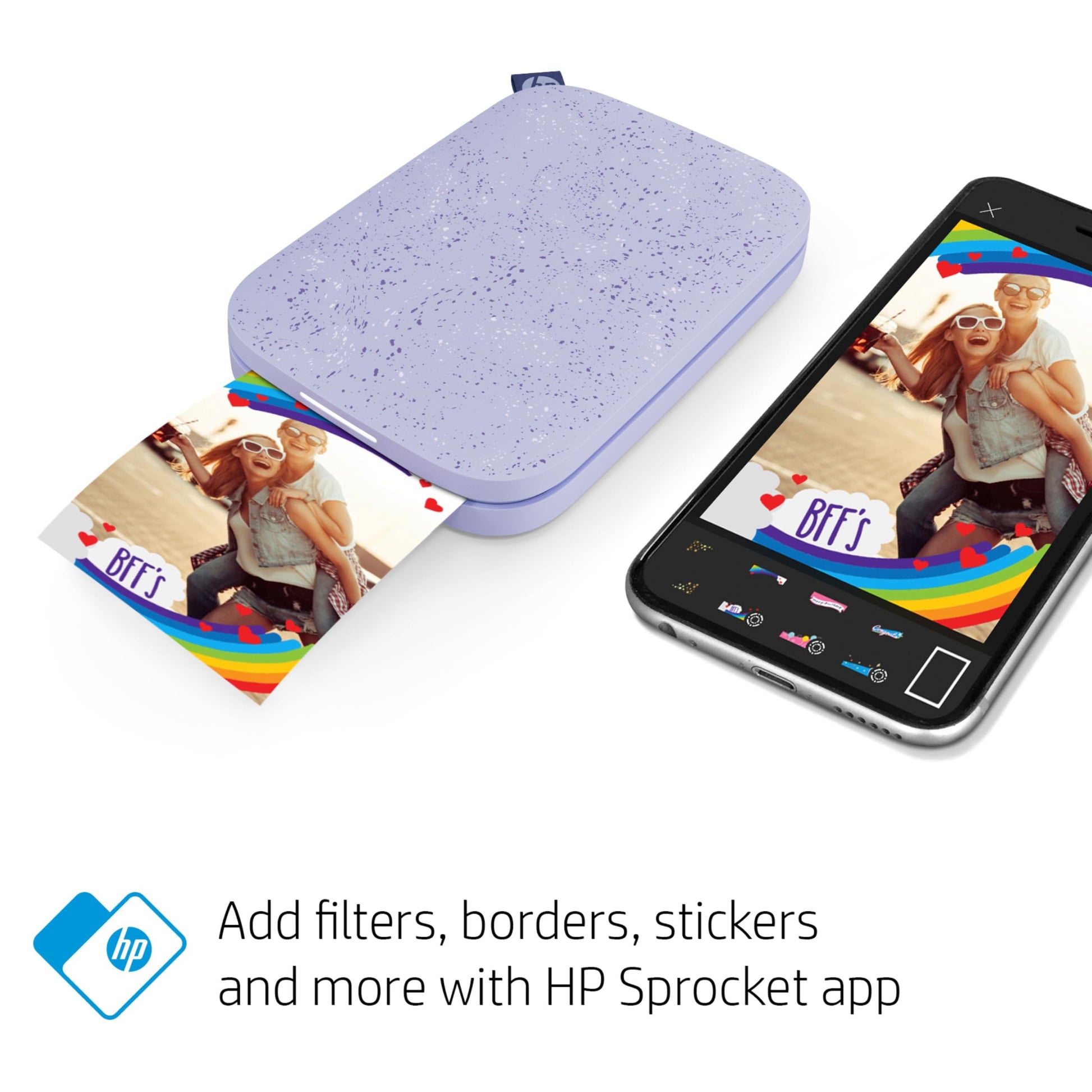HP Sprocket 2x3" Instant Smartphone Photo Printer - Portable Color Wireless Mobile Printer - Zink Sticky-Back Photos - Print from Compatible iOS & Android Devices with Bluetooth w/App - Lilac