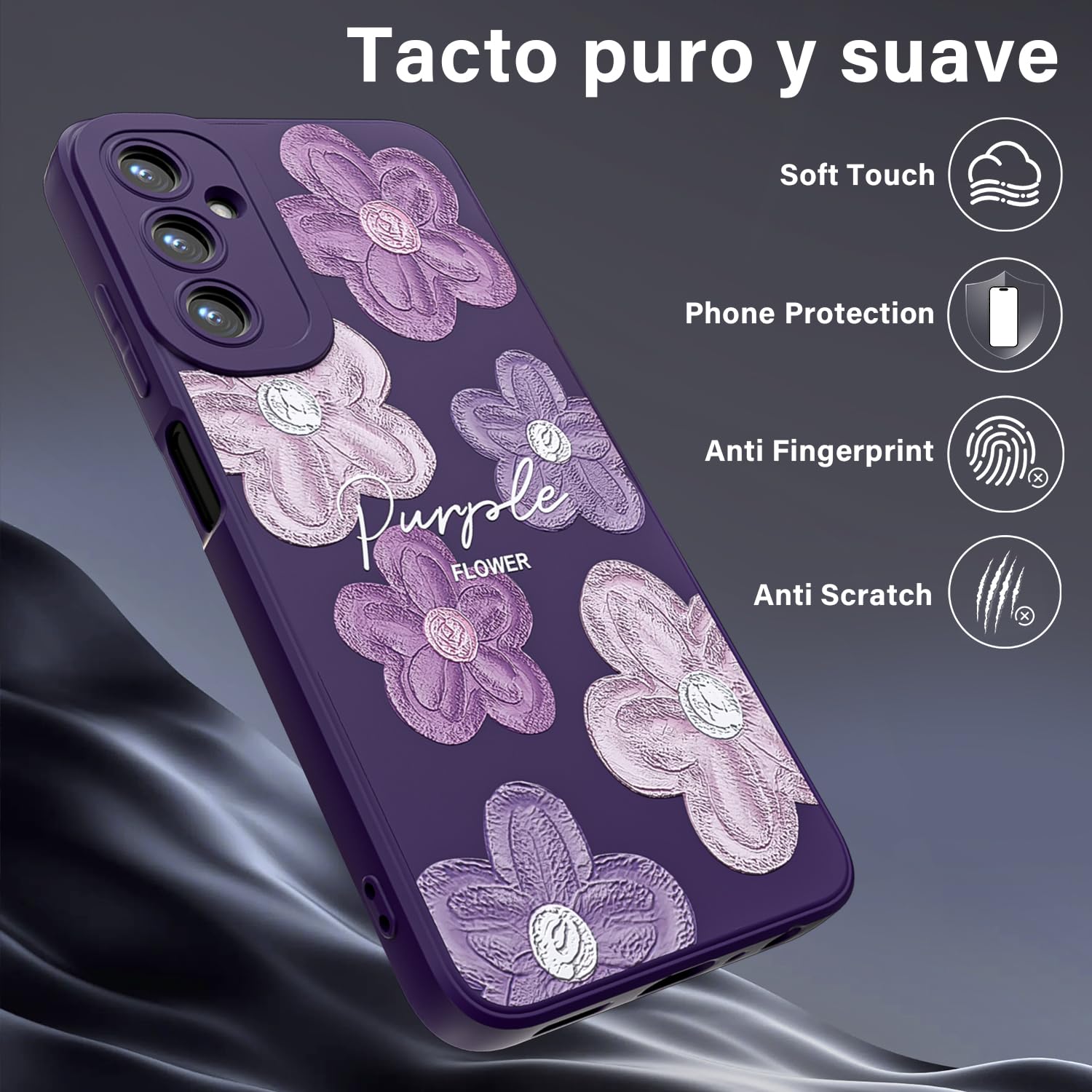 Threehao Funda para Samsung Galaxy A05S, Ultra Delgado Flexible Suave TPU Silicona Carcasa con Moda Aesthetic Dibujos Flores, Antigolpes Anti-arañazos Protectora Case para Samsung A05S